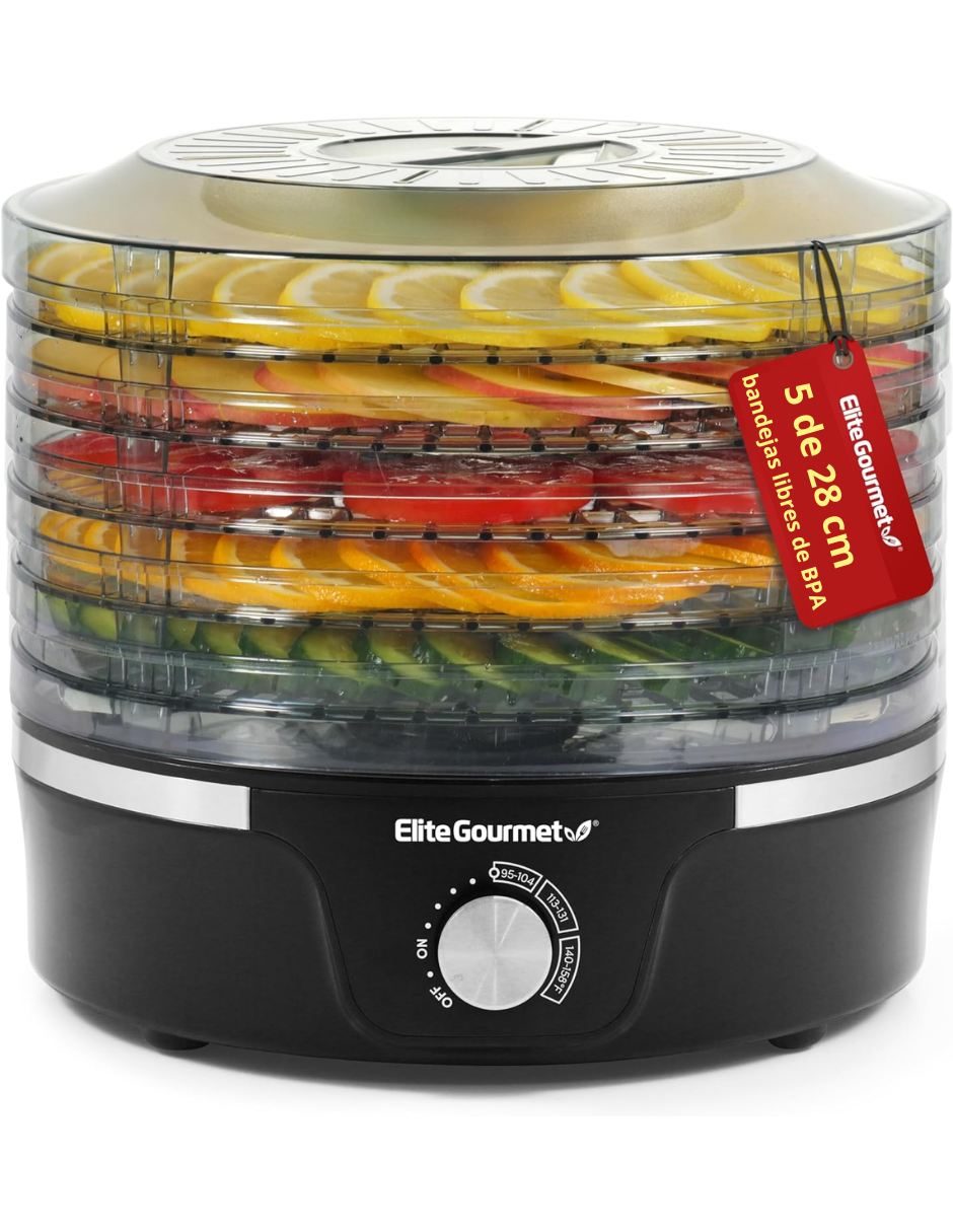 Deshidratador de Alimentos Elite Gourmet 5 Bandejas Sin Bpa