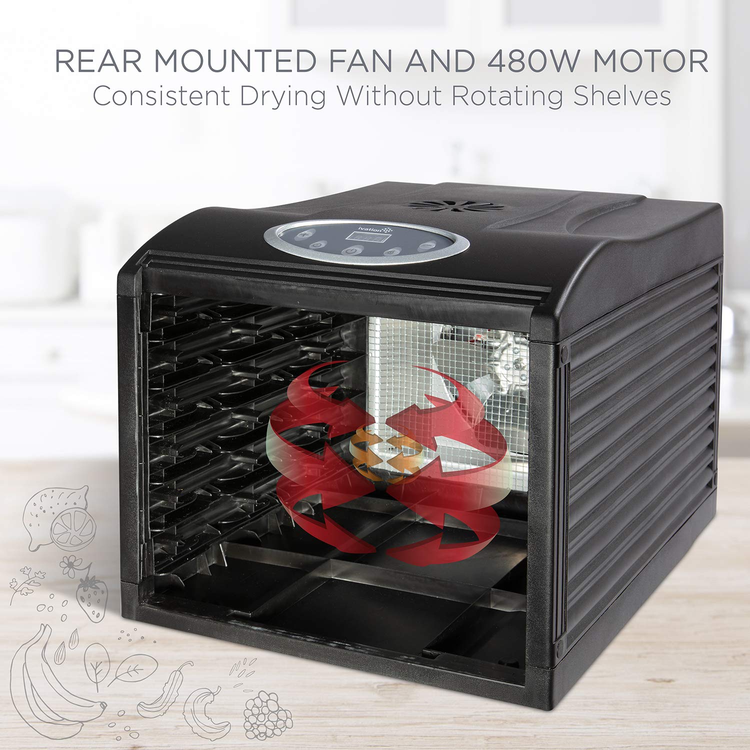Foto 6 pulgar | Deshidratador de Alimentos Ivation de 6 Bandejas para Encimera 480 W Negro -Venta Internacional