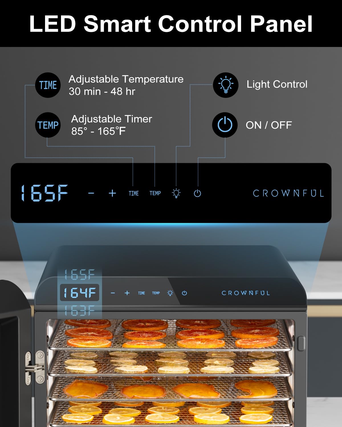 Foto 6 | Deshidratador De Alimentos Crownful  7 Bandejas De Acero Inoxidable  600 W  Más De 30 Recetas - Venta Internacional.