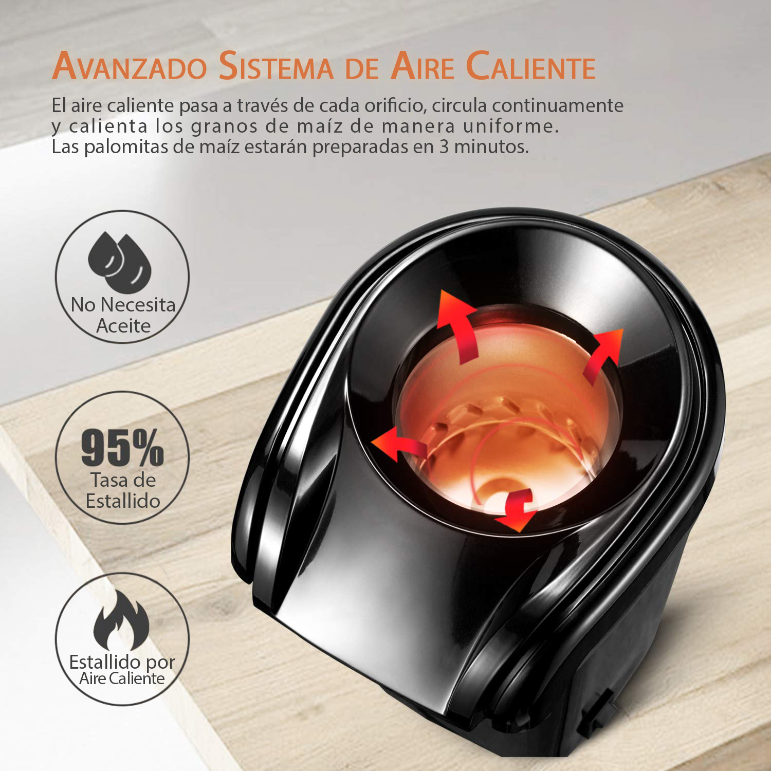 Foto 4 pulgar | Mini Máquina Aicok para Palomitas Aire Caliente