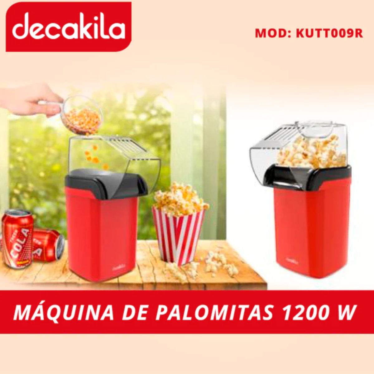 Foto 3 pulgar | Máquina Para Palomitas Decakila KUTT009R Rojo