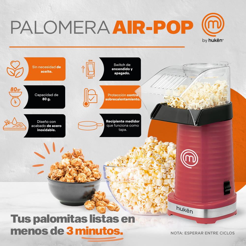 Foto 4 pulgar | Maquina de Palomitas MasterChef Roja Air-Pop Max 80gr