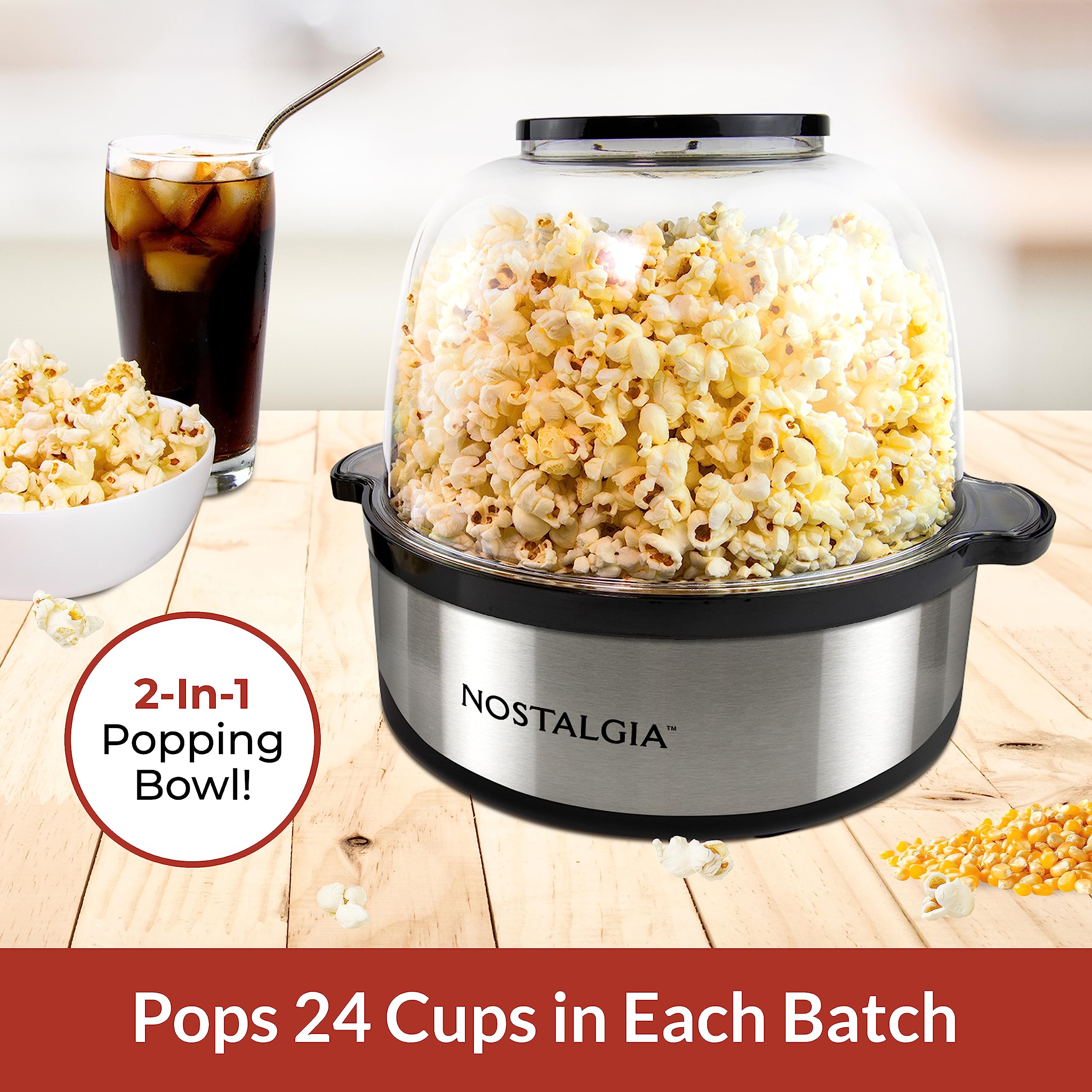 Venta Internacional Popcorn Popper Nostalgia De 6 Cuartos De Galon Con Tecnologia Quick heat 24 Tazas Coppel
