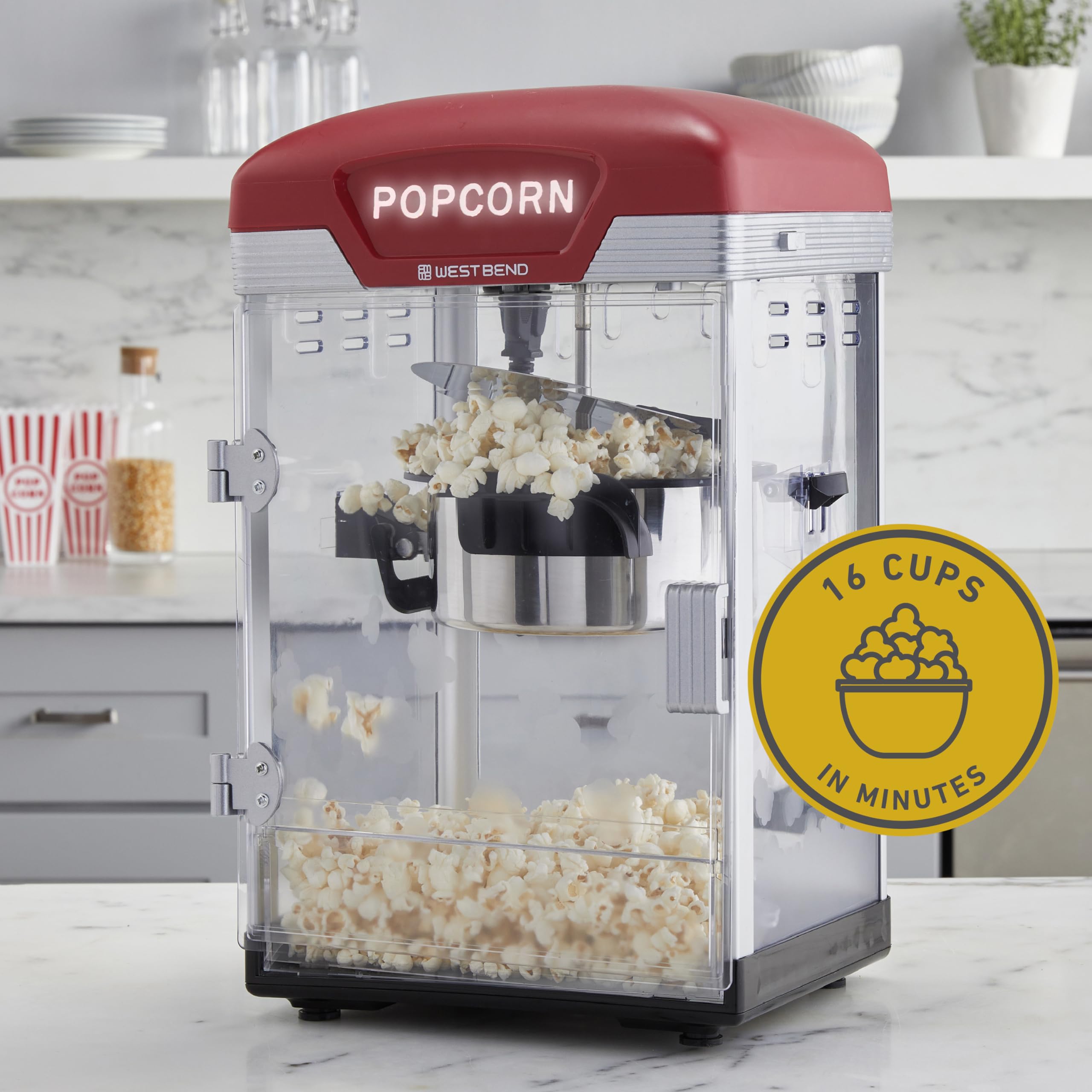 Foto 3 pulgar | Sala De Cine Popcorn Popper West Bend Stir Crazy, 4 Litros, Color Rojo - Venta Internacional.