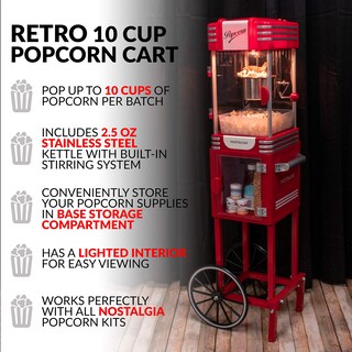 Foto 2 | Carrito Profesional Popcorn Maker Nostalgia Con Hervidor De 70 Ml - Venta Internacional.