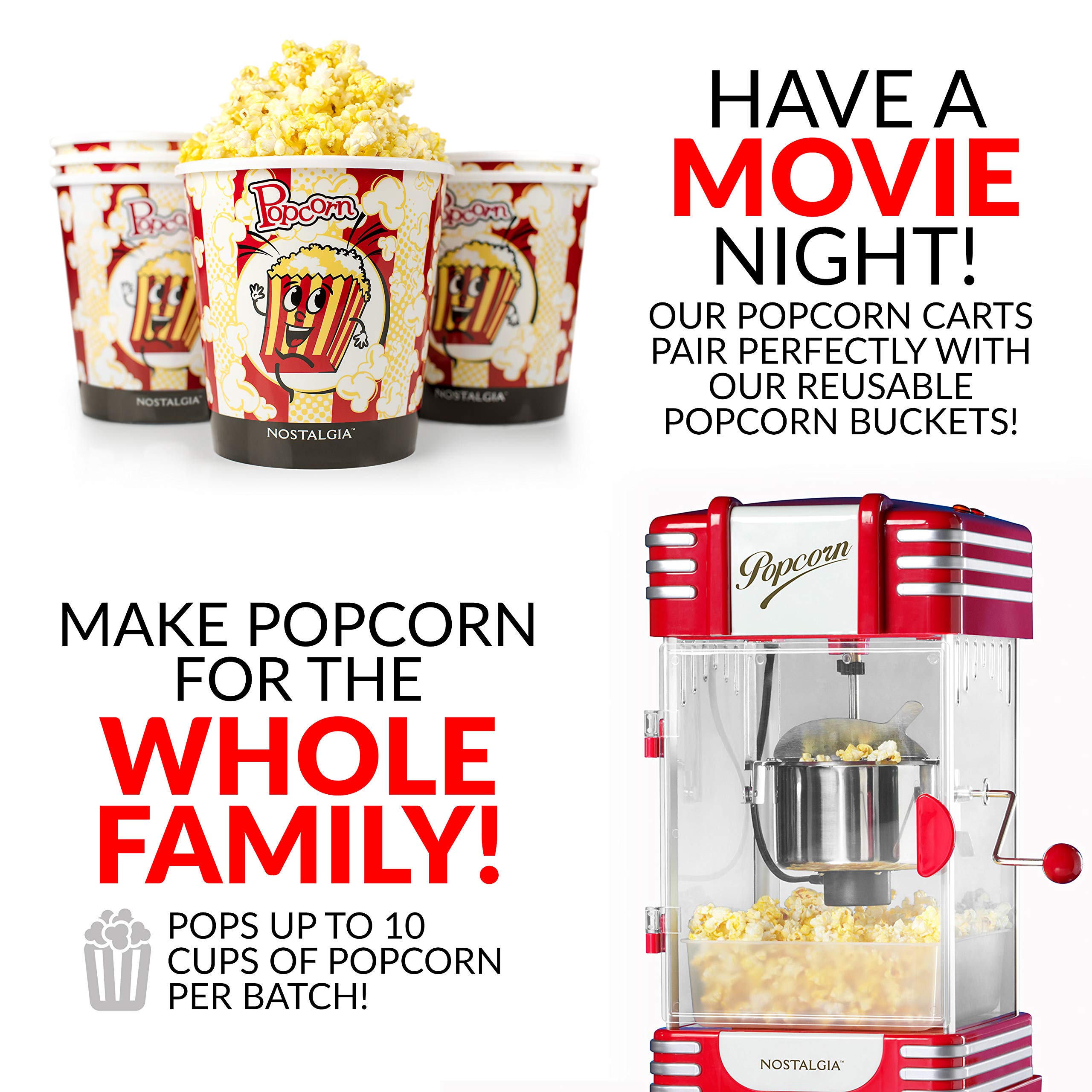 Foto 4 pulgar | Carrito Profesional Popcorn Maker Nostalgia Con Hervidor De 70 Ml - Venta Internacional.