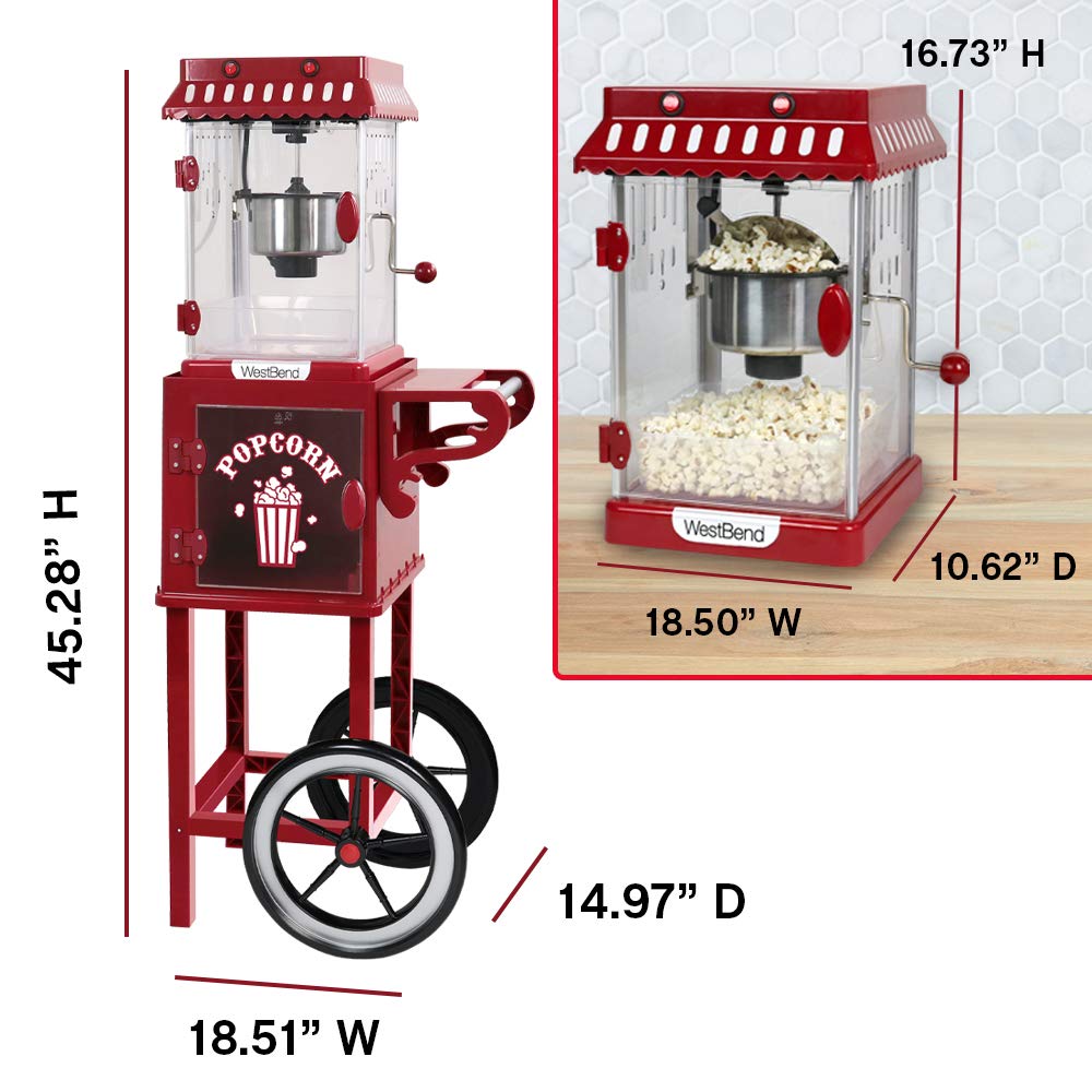 Foto 6 | Carrito de palomitas con ruedas West Bend PCMC20RD13 - Venta Internacional