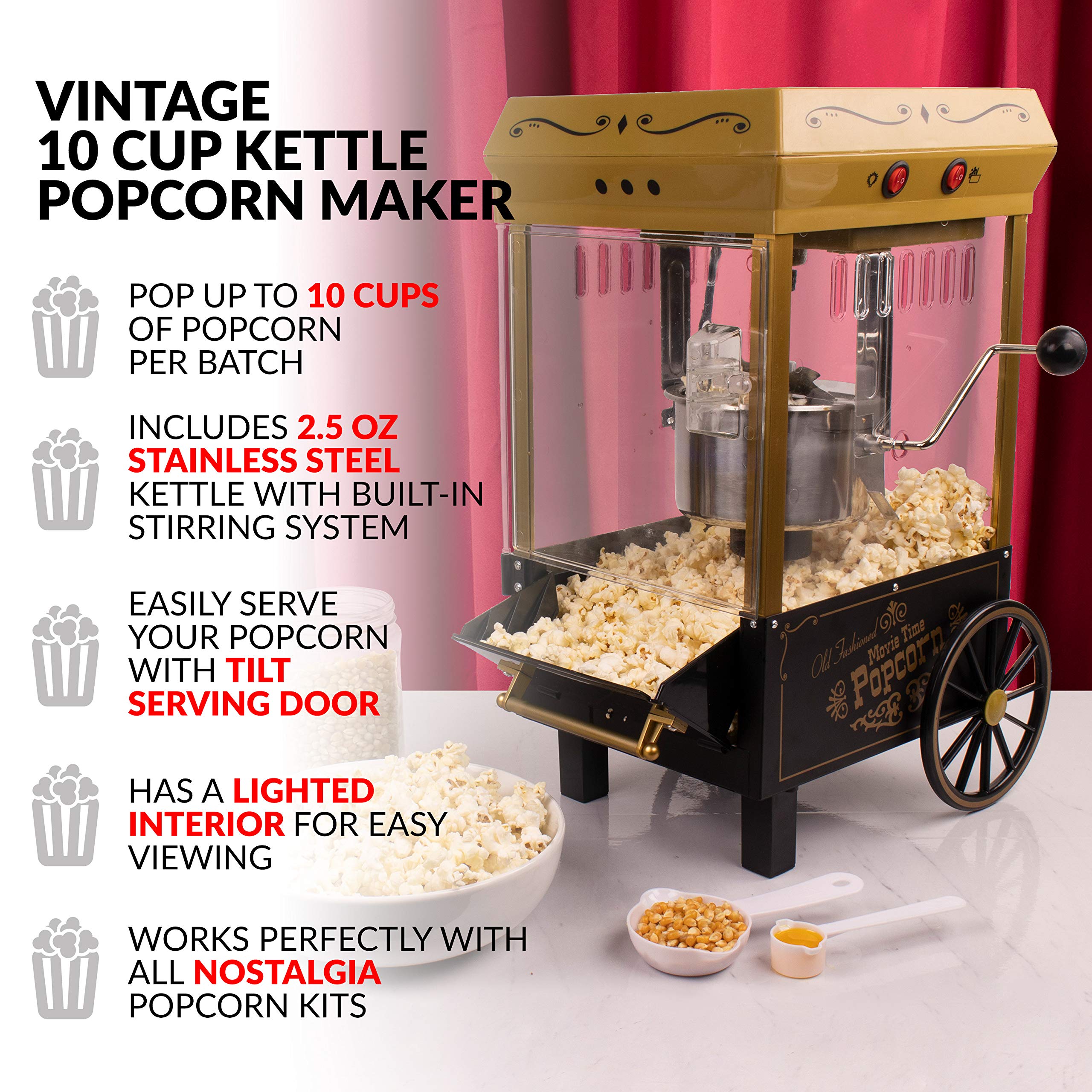 Foto 3 pulgar | Popcorn Maker Nostalgia Vintage 2.5 Oz, 10 Tazas, Aire Caliente - Venta Internacional.