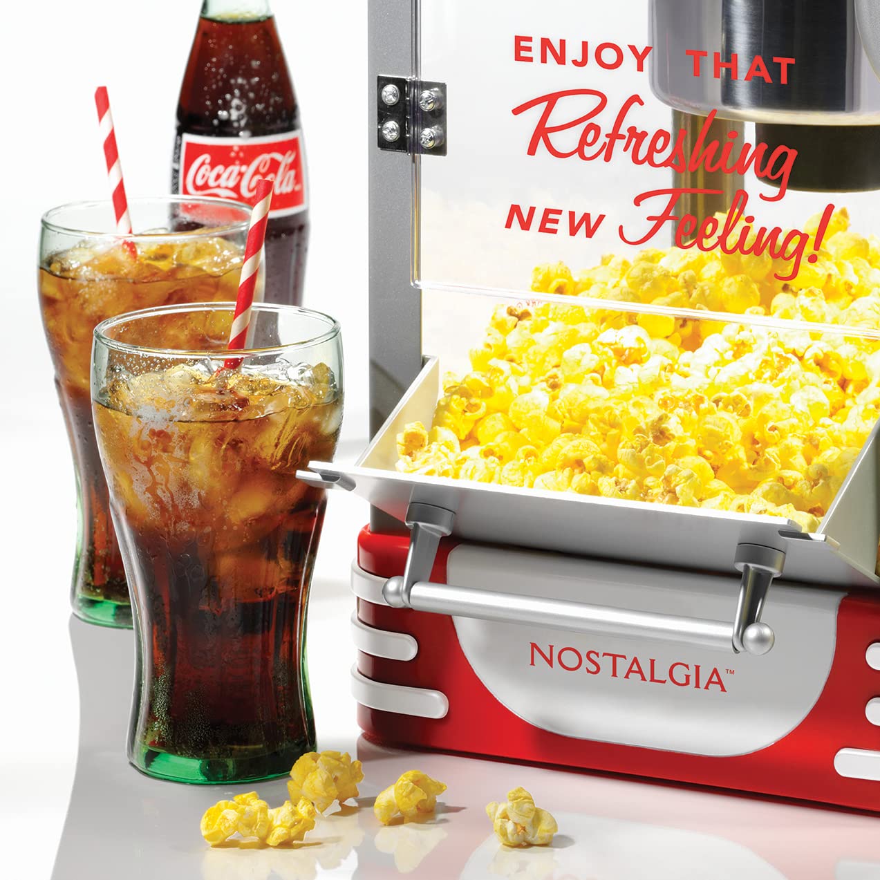 Foto 5 pulgar | Popcorn Maker Nostalgia Coca-cola 10 Tazas Hot Air Red - Venta Internacional.