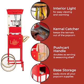 Foto 3 | Carrito Profesional Popcorn Maker Nostalgia, 240 Ml, 32 Tazas, Color Rojo - Venta Internacional.