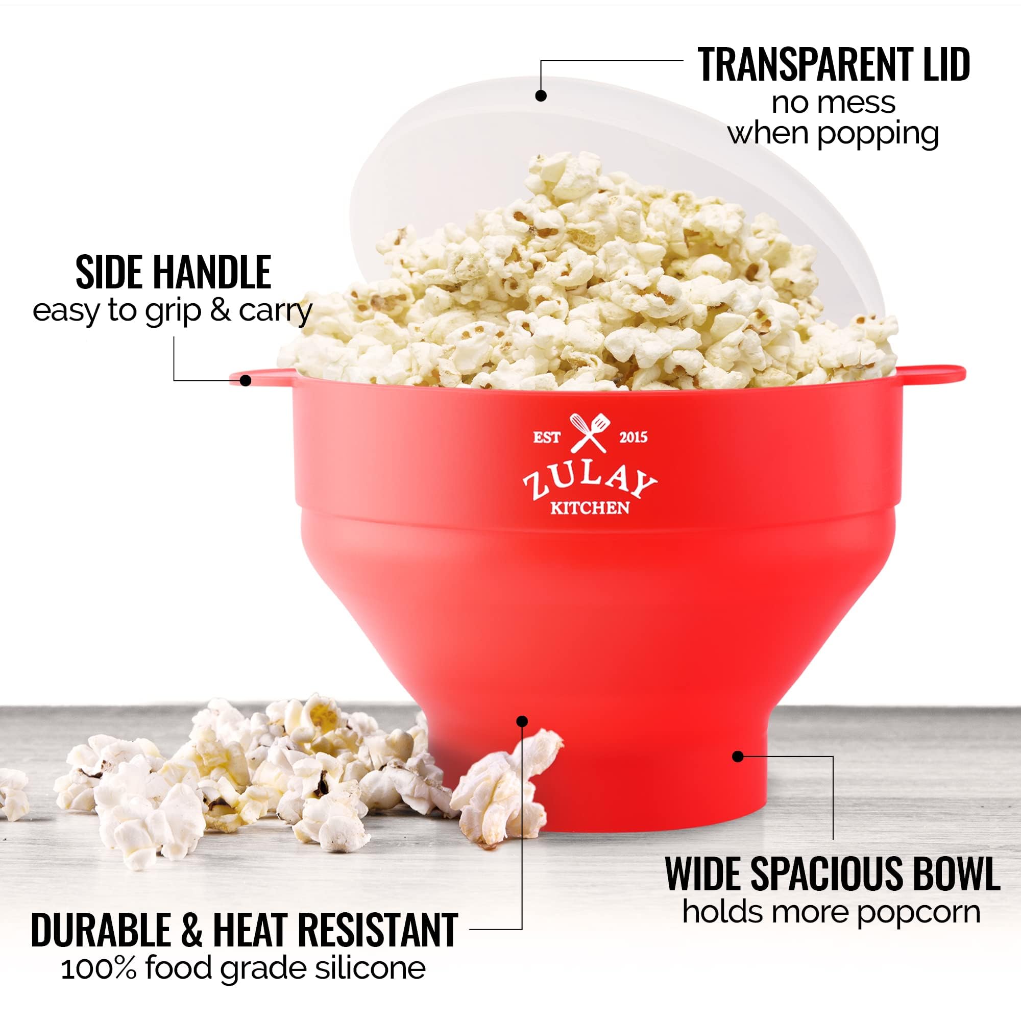 Foto 5 | Contenedor para Hacer Palomitas Zulay Kitchen para Microondas sin BPA Silicona Rojo - Venta Internacional