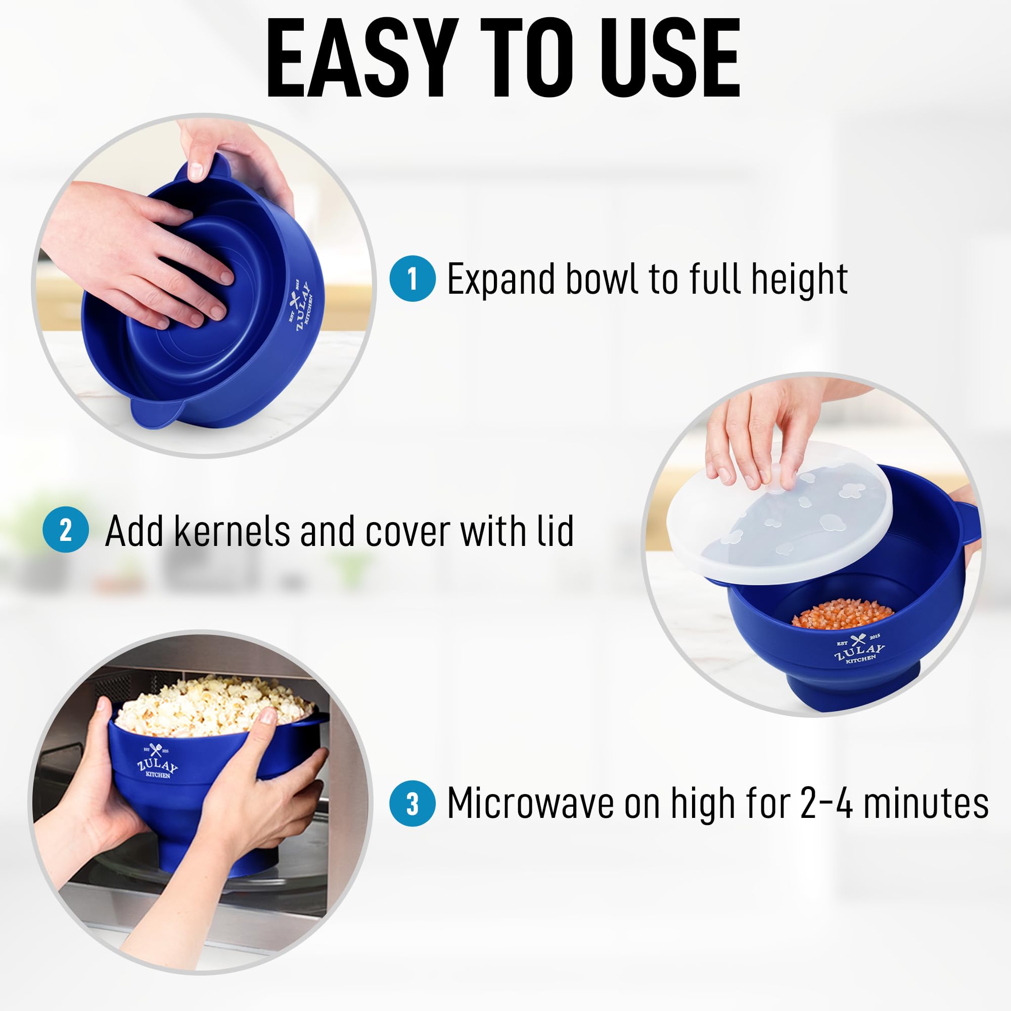 Foto 5 pulgar | Contenedor para Hacer Palomitas Zulay Kitchen de Silicona Azul para Microondas - Venta Internacional