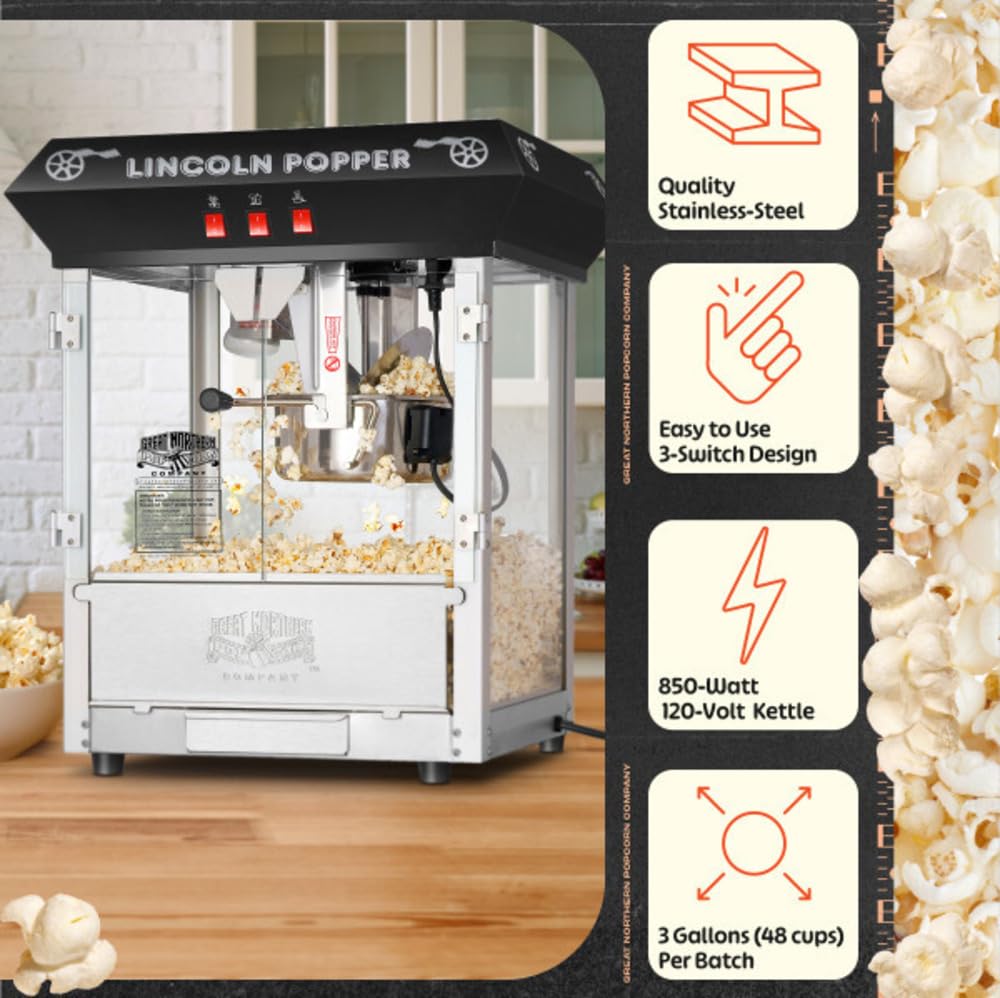 Foto 3 pulgar | Máquina de Palomitas Great Northern Lincoln De 8 Onzas Con Accesorios - Venta Internacional