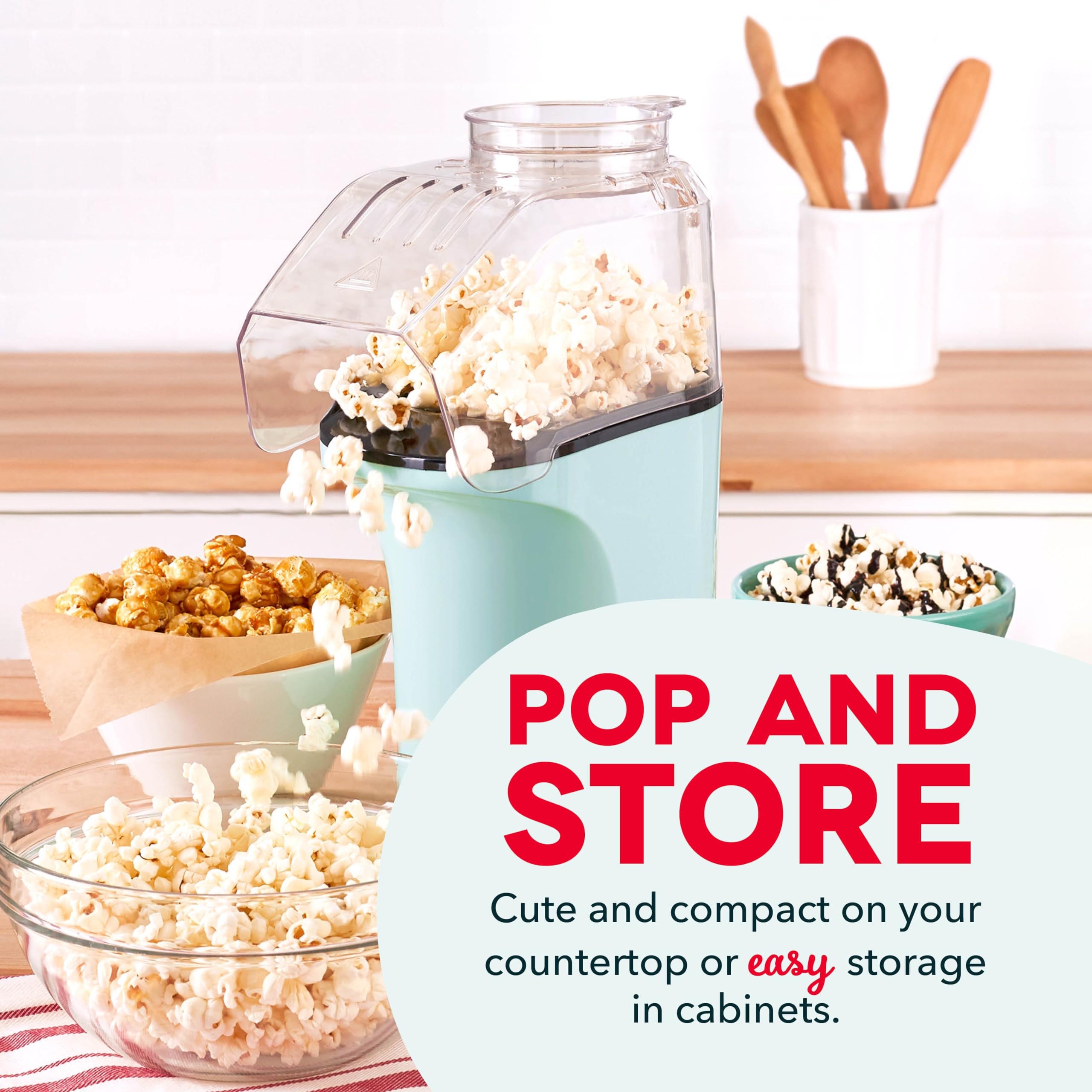 Foto 6 pulgar | Popcorn Popper Dash Hot Air, 16 Tazas Con Vaso Medidor, Color Aguamarina - Venta Internacional.