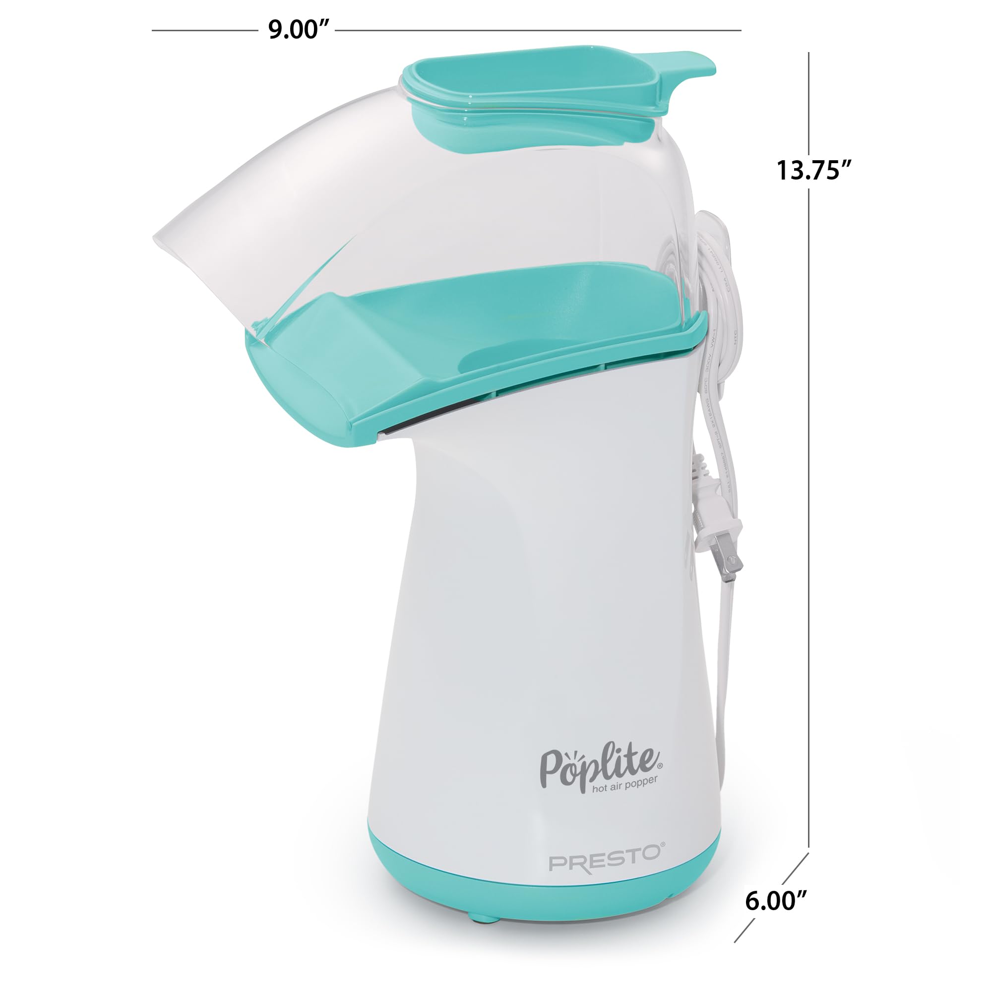 Foto 4 pulgar | Popcorn Popper Presto Poplite Hot Air, 18 Tazas, Aguamarina Y Blanca - Venta Internacional.