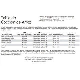 Foto 8 | Arrocera Hamilton Beach 37550 Negro 30 Tazas Gran Capacidad