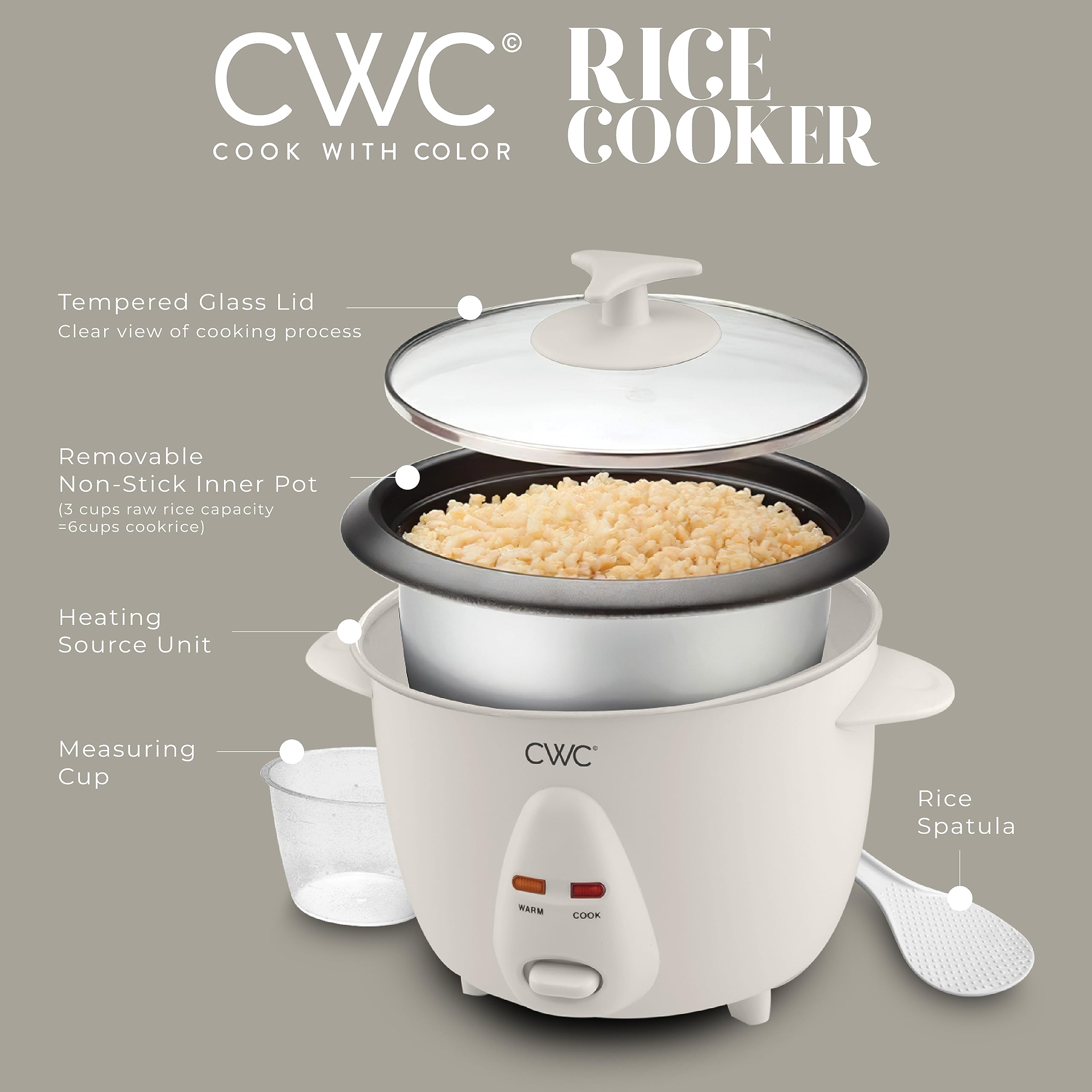 Foto 4 pulgar | Arrocera Cook With Color, 6 Tazas, 300 W, Cocina 0.6 L Para 6 Tazas - Venta Internacional.