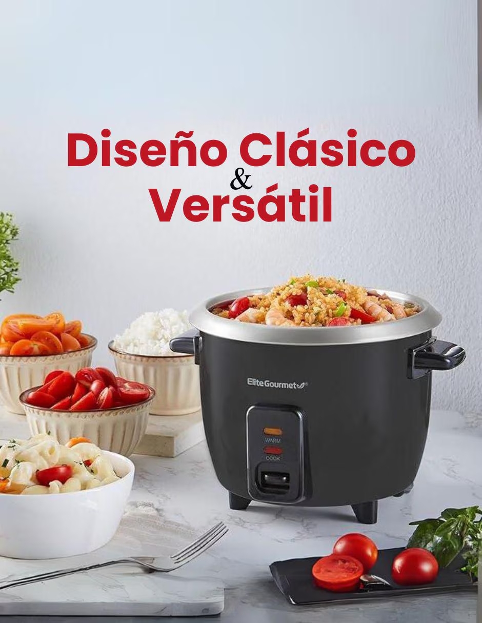 Foto 2 | Arrocera Eléctrica 6 Tazas Acero Inoxidable Elite Gourmet Color Negro Frecuencia 60