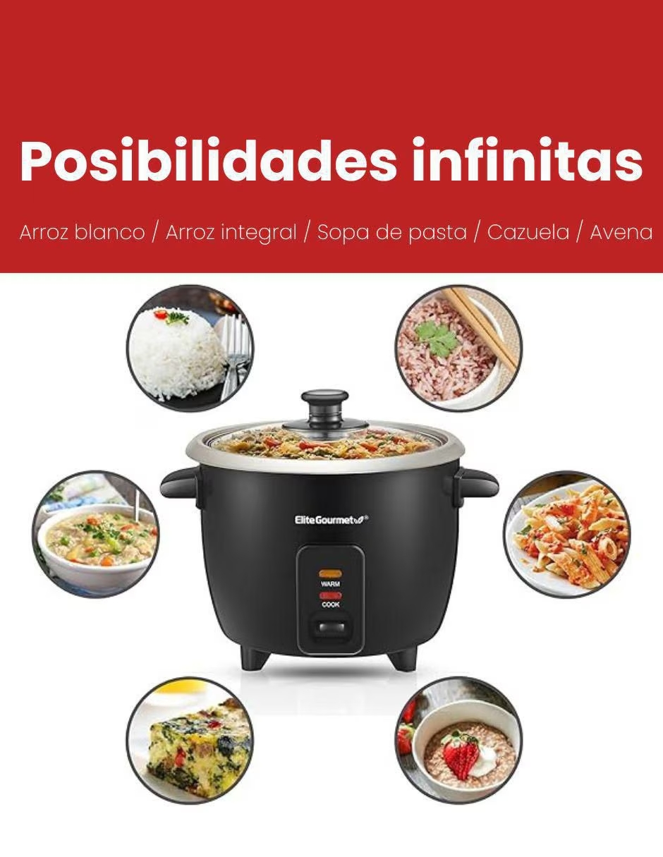 Foto 6 pulgar | Arrocera Eléctrica 6 Tazas Acero Inoxidable Elite Gourmet Color Negro Frecuencia 60
