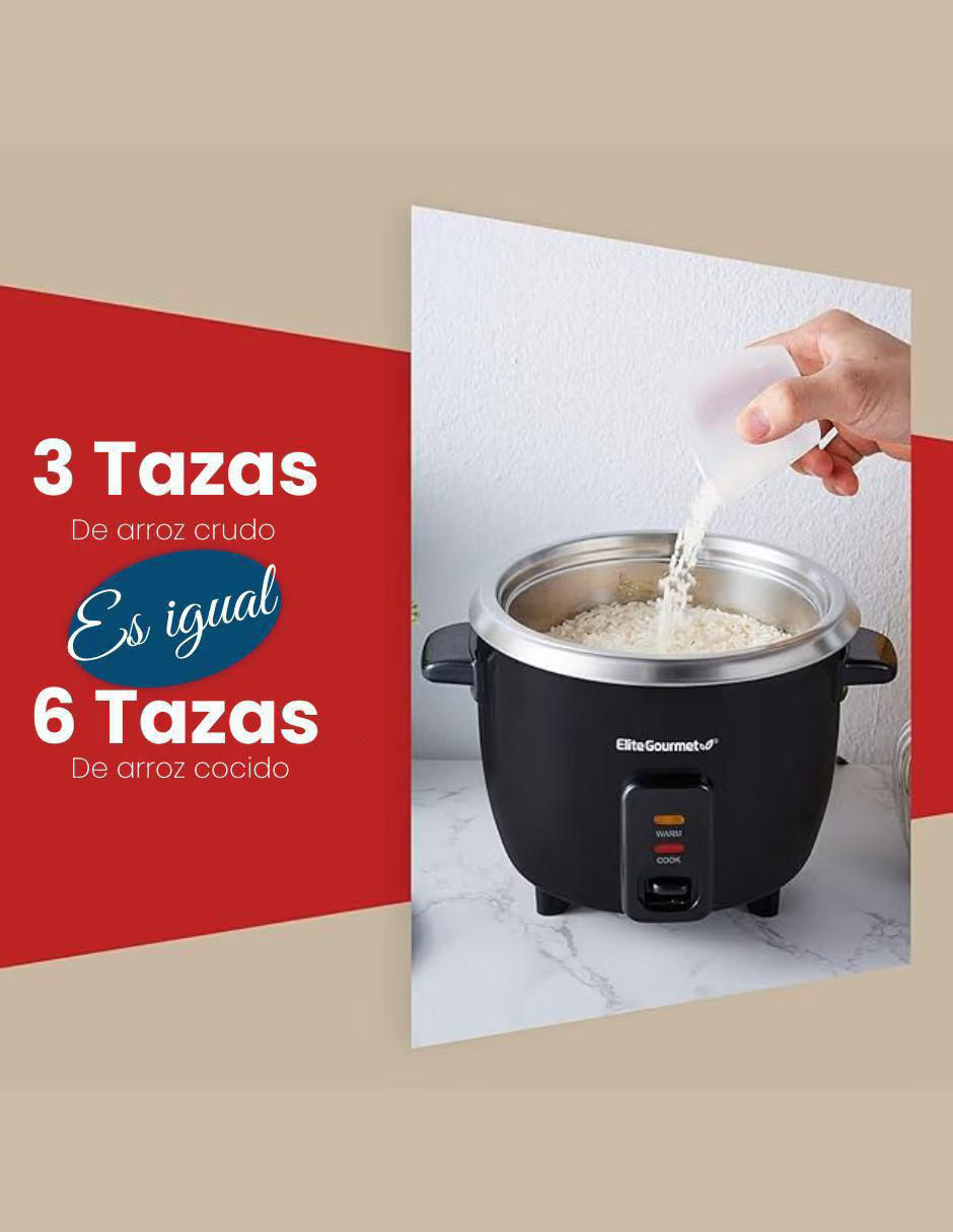Foto 7 pulgar | Arrocera Eléctrica 6 Tazas Acero Inoxidable Elite Gourmet Color Negro Frecuencia 60