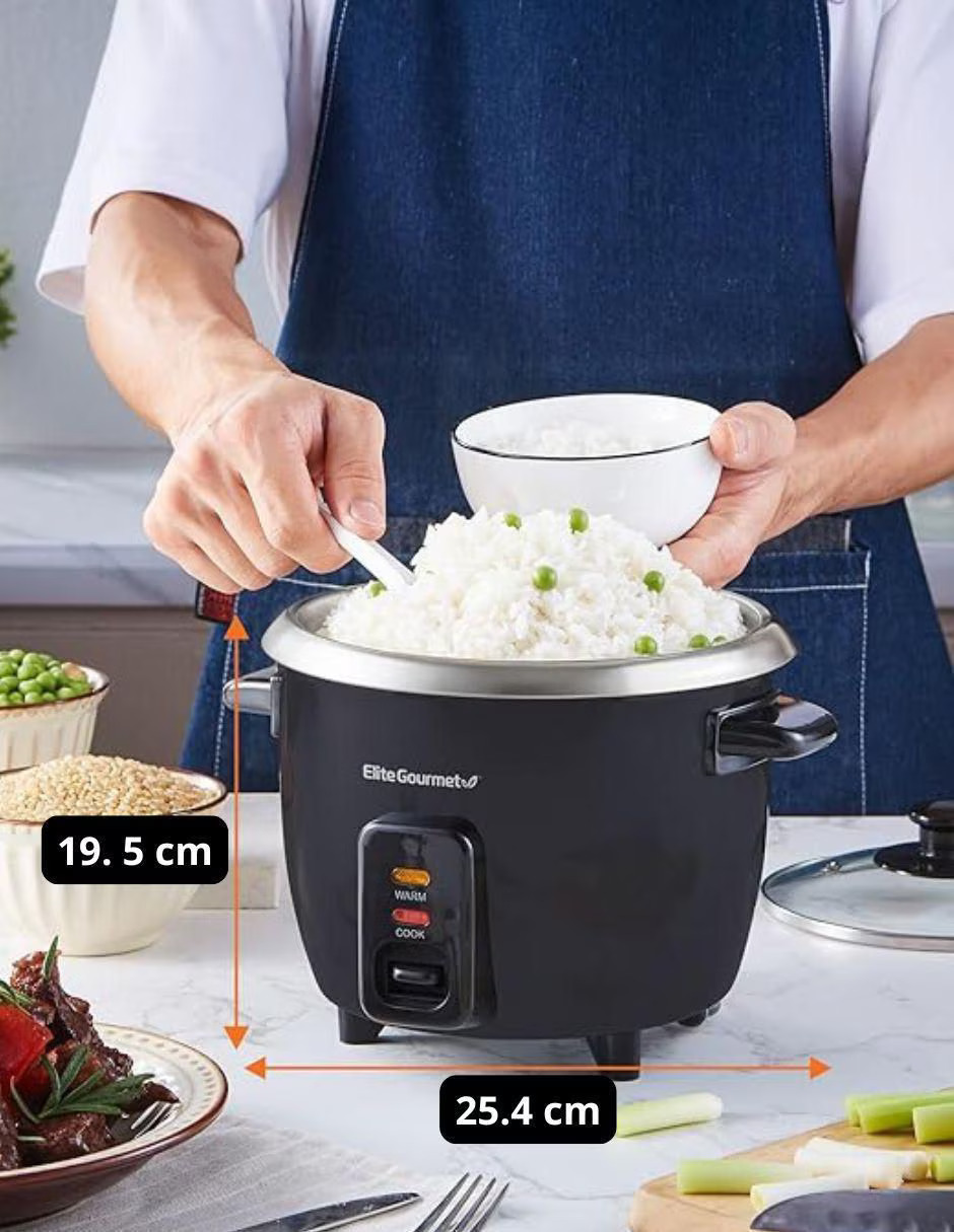 Foto 7 | Arrocera Eléctrica 6 Tazas Acero Inoxidable Elite Gourmet Color Negro Frecuencia 60