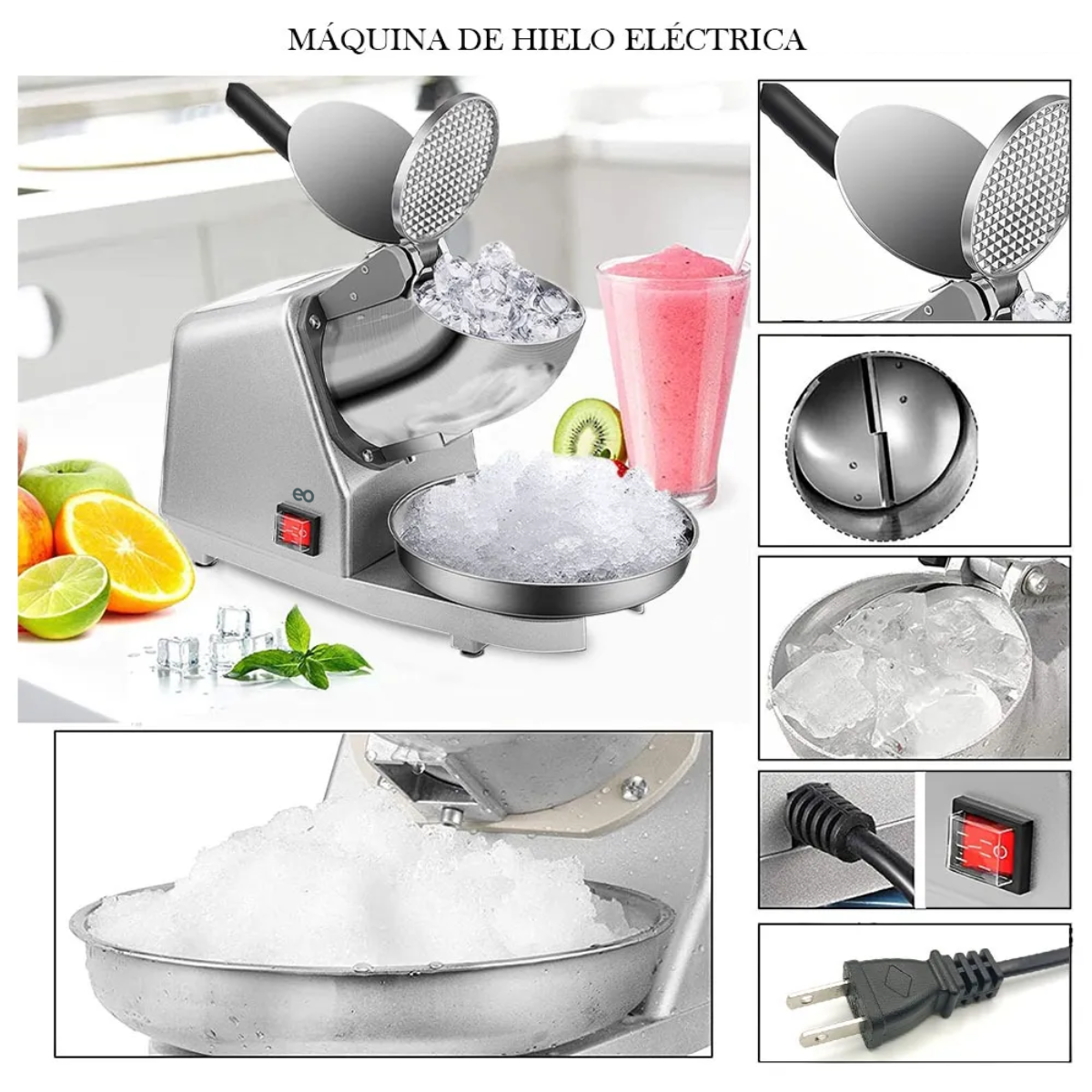 Foto 4 pulgar | Maquina Raspados Triturador Hielo Triturador Cuchillo Doble Eo Safe Imports Esi-19185 Plata