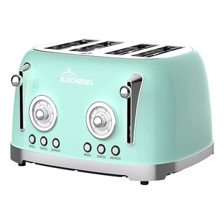 Foto 1 | Tostador Eléctrico Retro 4 Rebanadas 6 Niveles Bandeja Migas Color Verde Menta