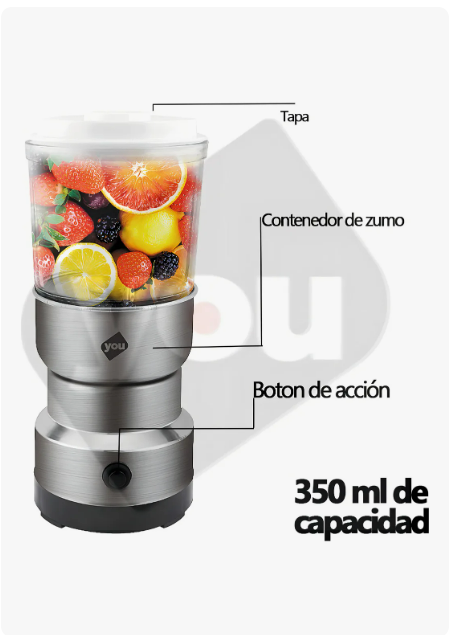 Foto 4 pulgar | Licuadora Moledor Cafe Grano Zumo Especias Molino 2 En 1 You Color Plateado