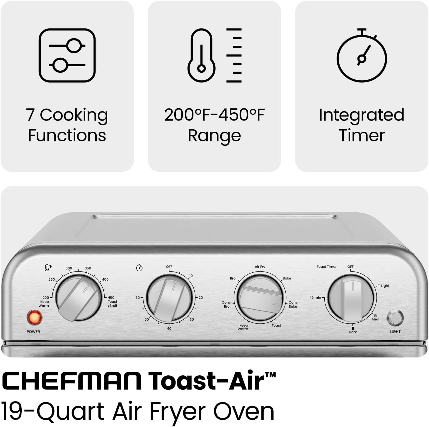 Foto 3 pulgar | Horno Tostador/Freidora de Aire Chefman RJ50-SS-M18-MX Plateado 7 en 1