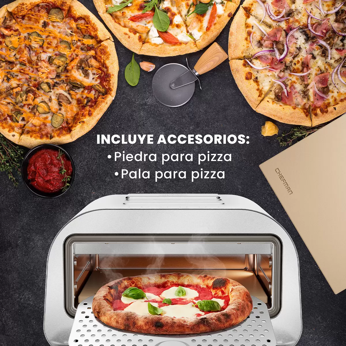 Foto 5 | Horno Eléctrico para Pizza Chefman para Uso en Interiores