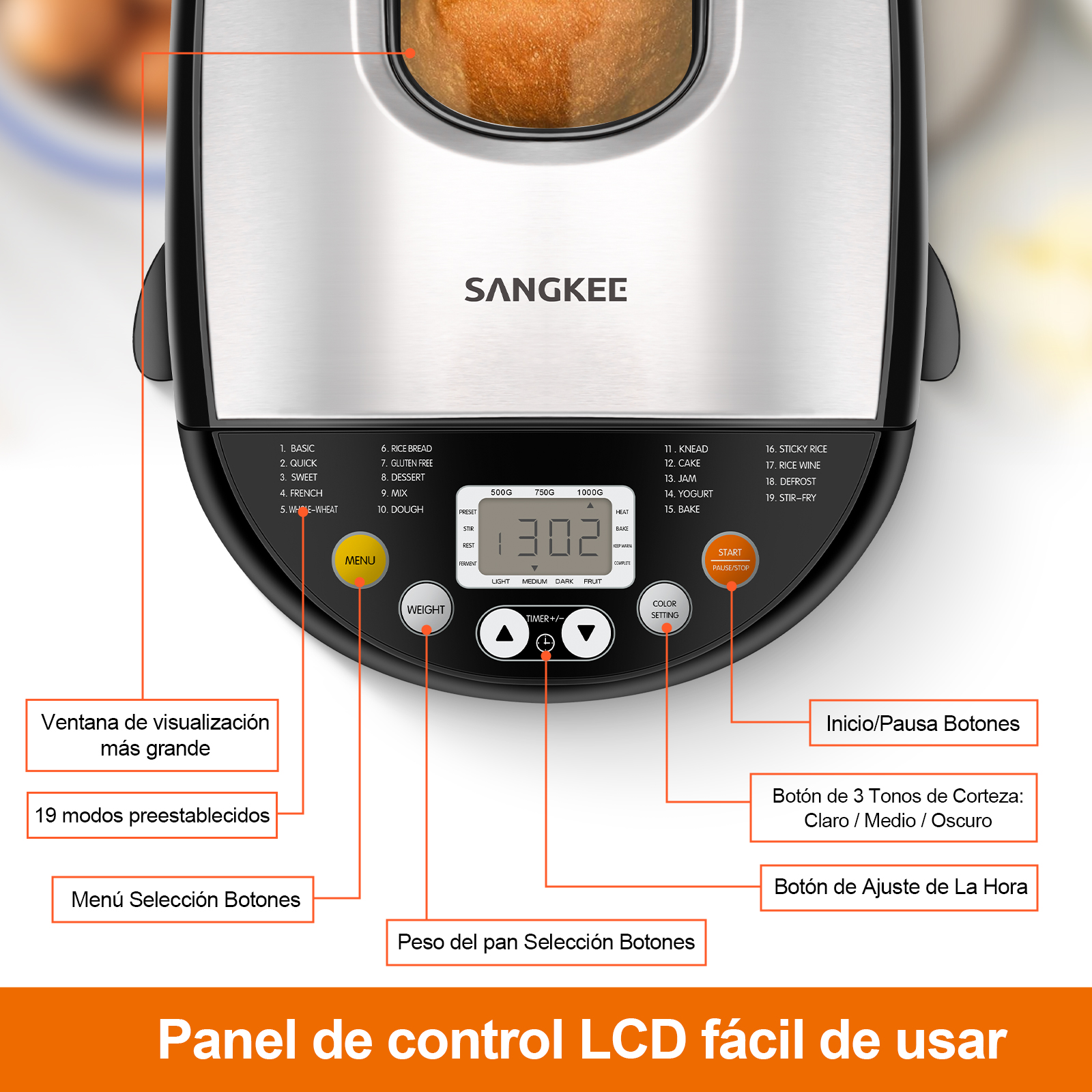 Foto 2 | Máquina de Pan 19 en 1 Sangkee Horno Tostador de Acero Inoxidable K10174