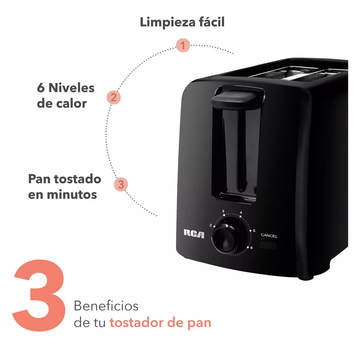 Foto 6 pulgar | Tostador de Pan con 6 Niveles de Intensidad Rc-t2 RCA color Negro