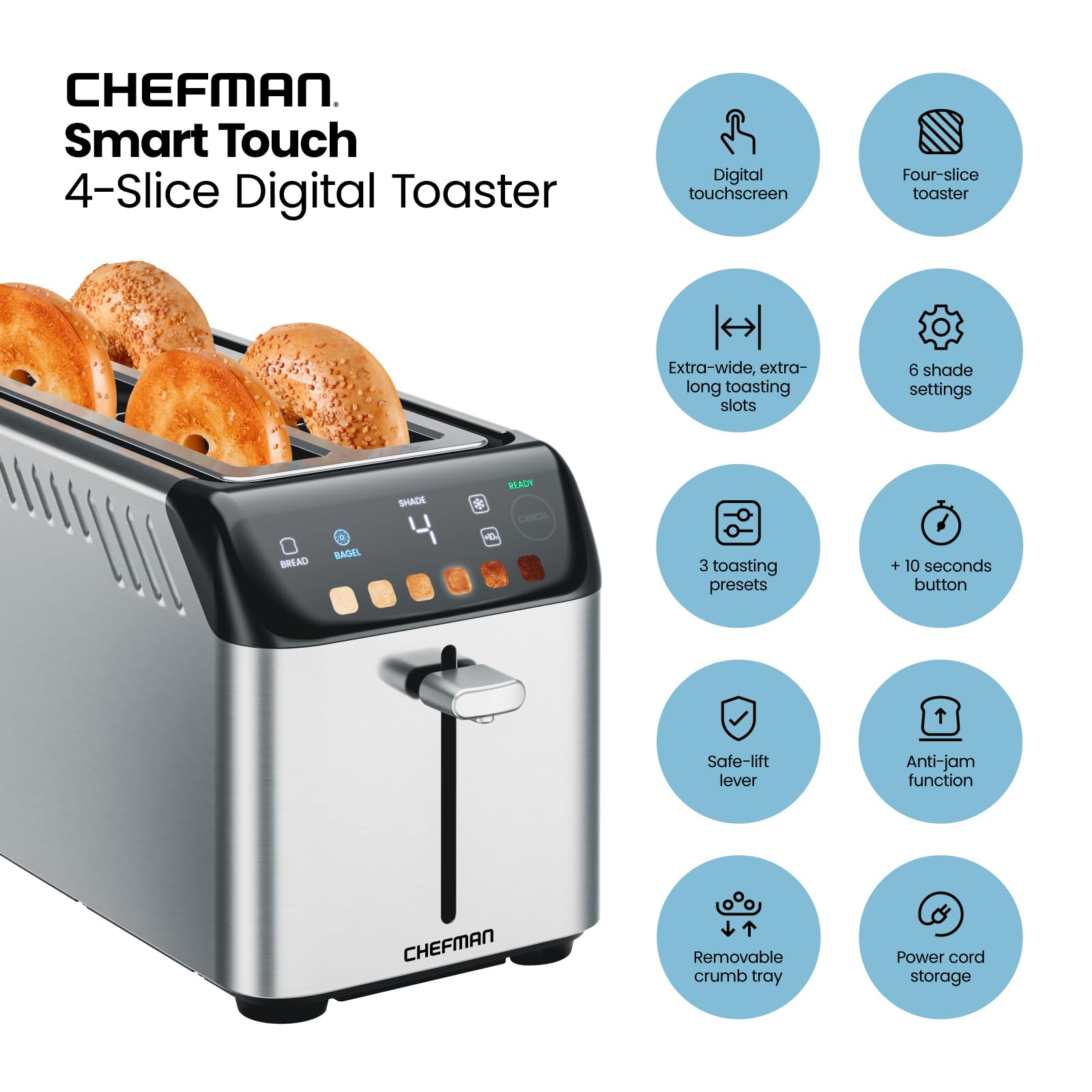 Foto 2 | Tostadora Digital Chefman de Acero Inoxidable-Venta Internacional