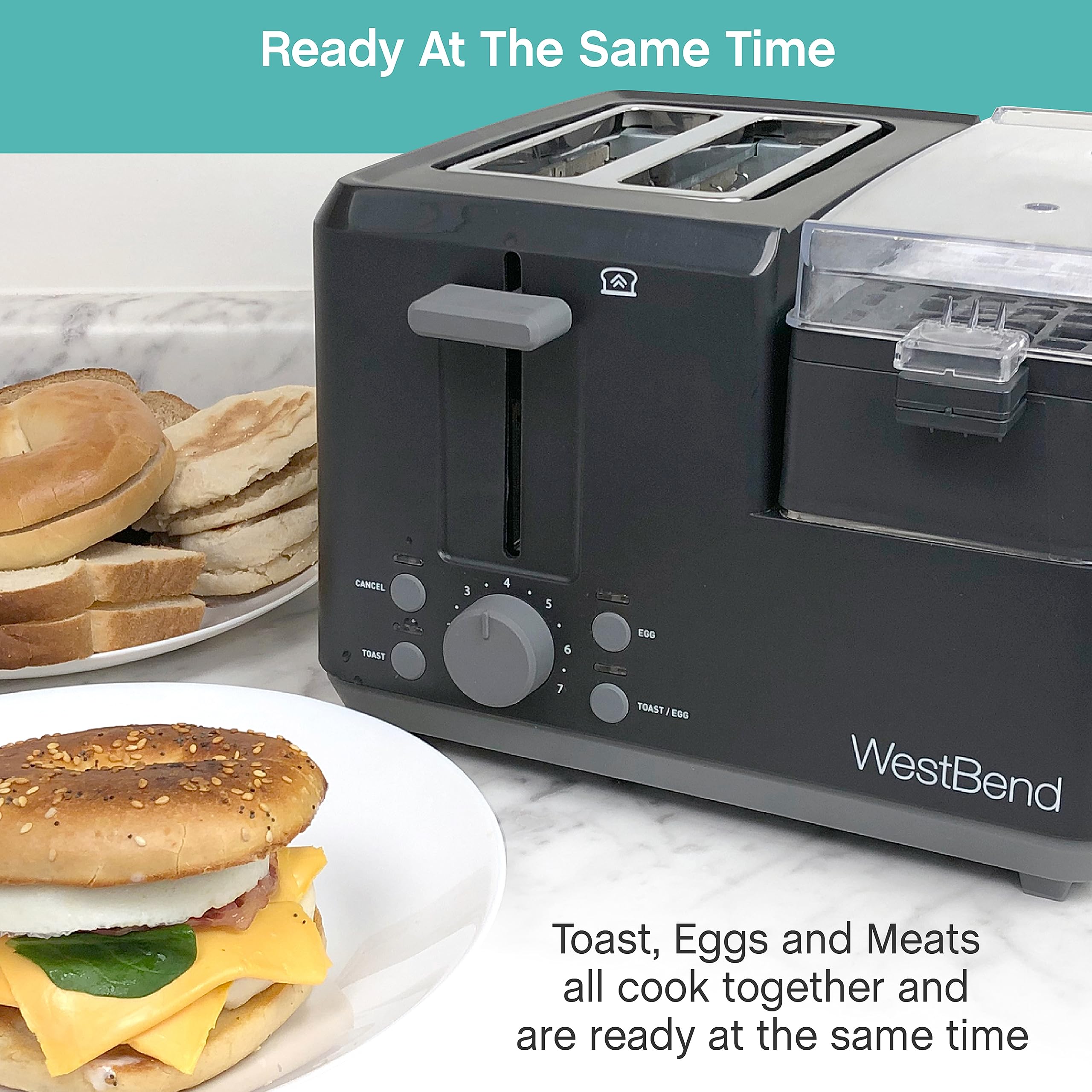 Foto 5 pulgar | Tostadora Breakfast Station West Bend 78500 De 2 Rebanadas, Color Negro - Venta Internacional.