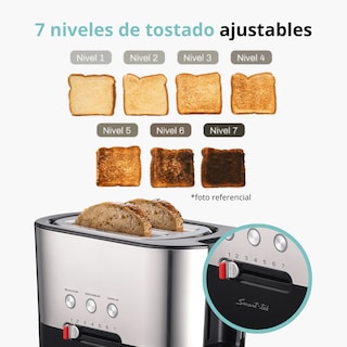 Foto 4 | Tostador 2 Rebanadas 1000w Con Función Descongelar Y Recalentar Acero Inoxidable Smart-Tek Sd2041