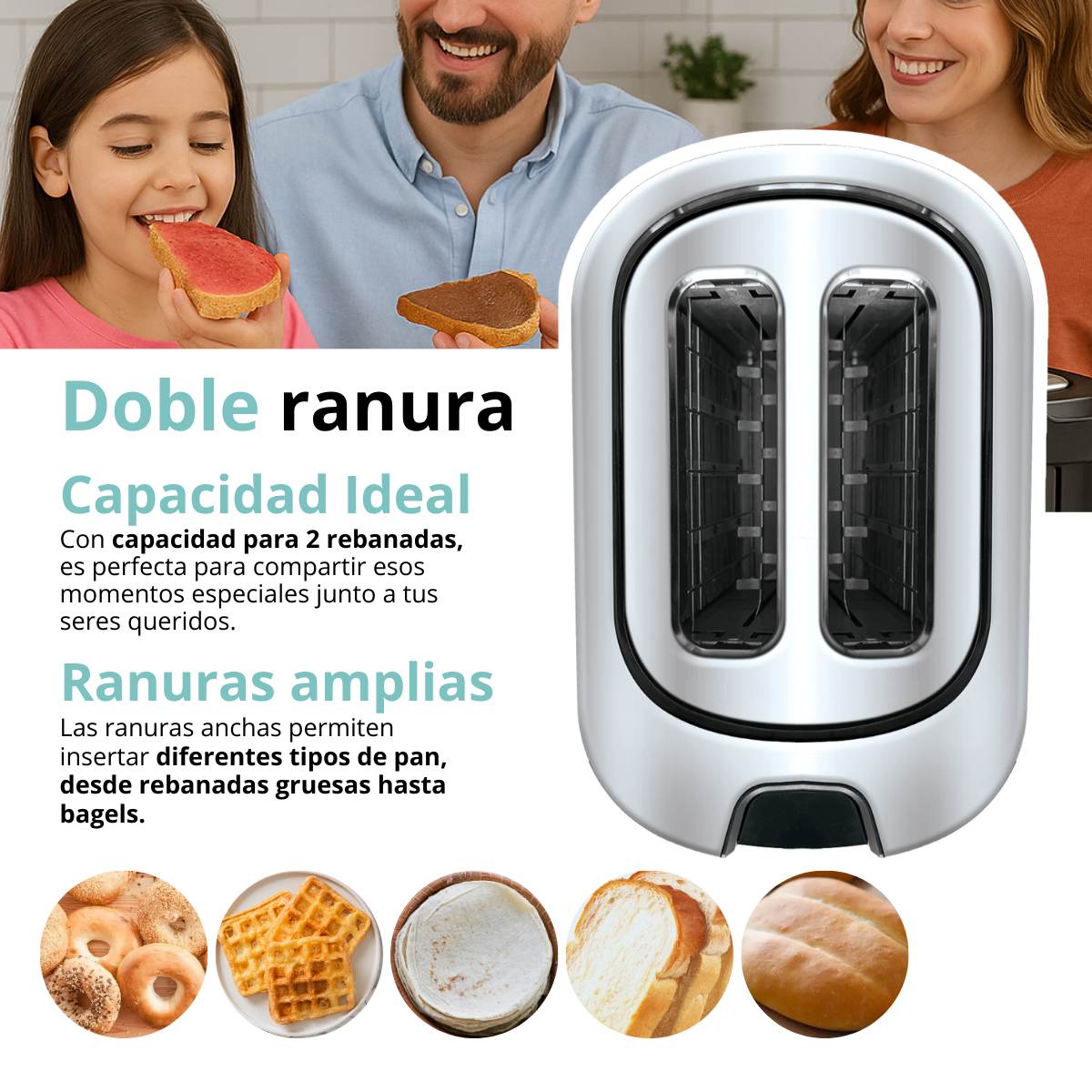 Foto 6 pulgar | Tostador 2 Rebanadas 1000w Con Función Descongelar Y Recalentar Acero Inoxidable Smart-Tek Sd2041