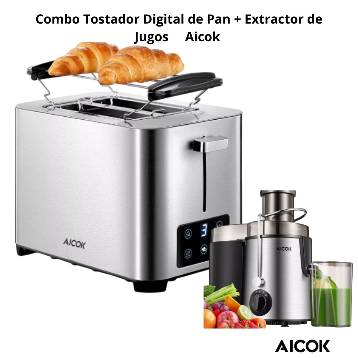 Foto 2 pulgar | Tostador de Pan Digital Aicok Tht-8015mda Extractor de Jugos Aicok