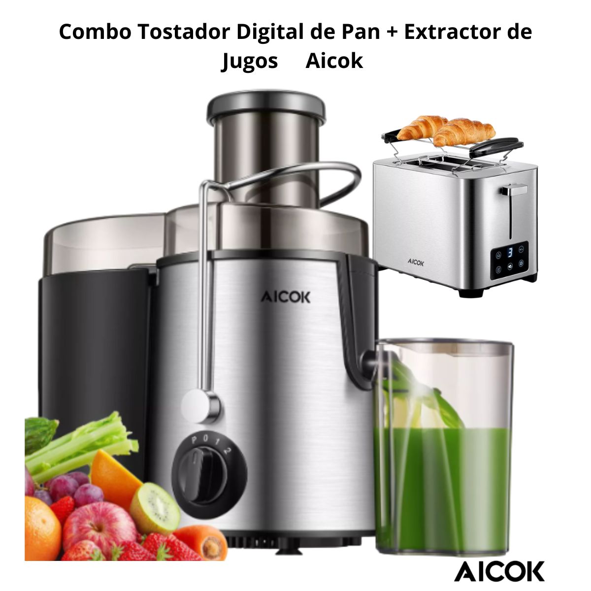 Foto 3 pulgar | Tostador de Pan Digital Aicok Tht-8015mda Extractor de Jugos Aicok