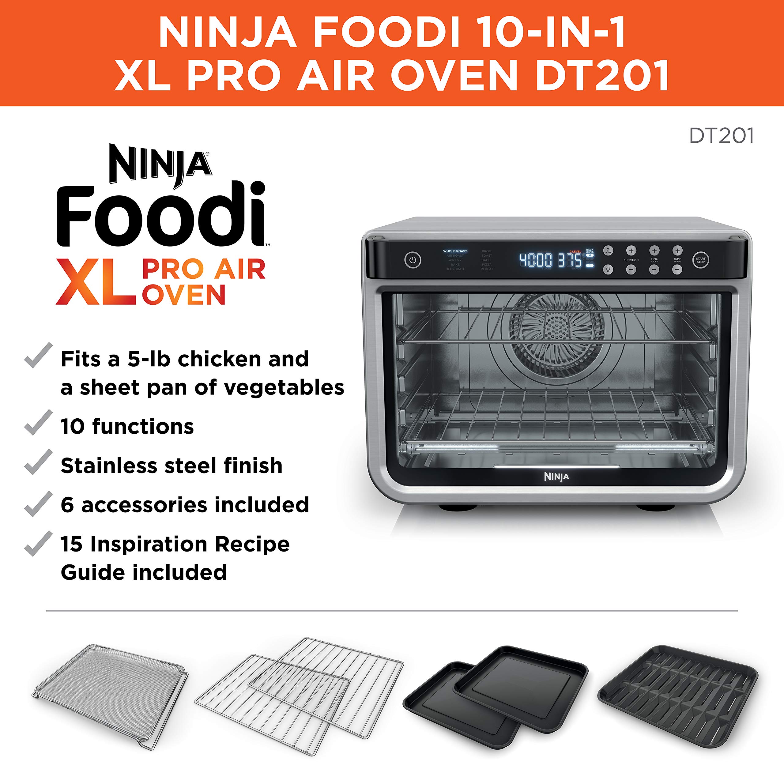 Foto 2 | Horno Tostador Ninja Dt201 10 en 1-Venta Internacional