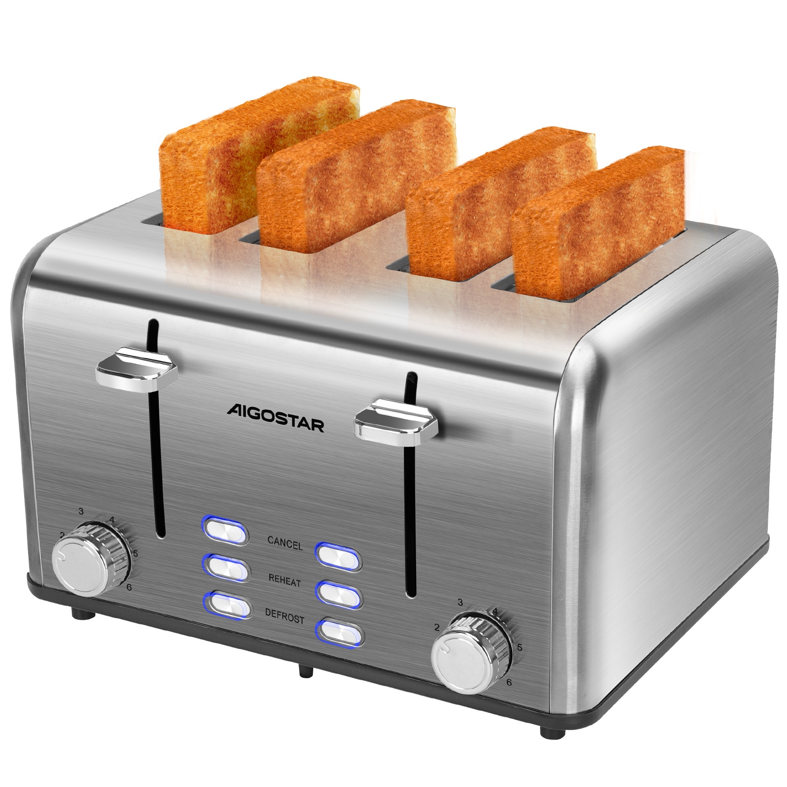 Tostadora Acero Inoxidable 4 Rebanadas 1750w Plata Aigostar Color Gris $999