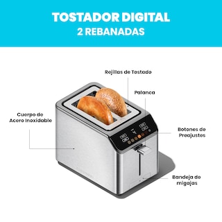 Foto 2 | Chefman - Smart Touch Tostador 2 Rebanadas Digital, 6 Definiciones De Tonalidad.