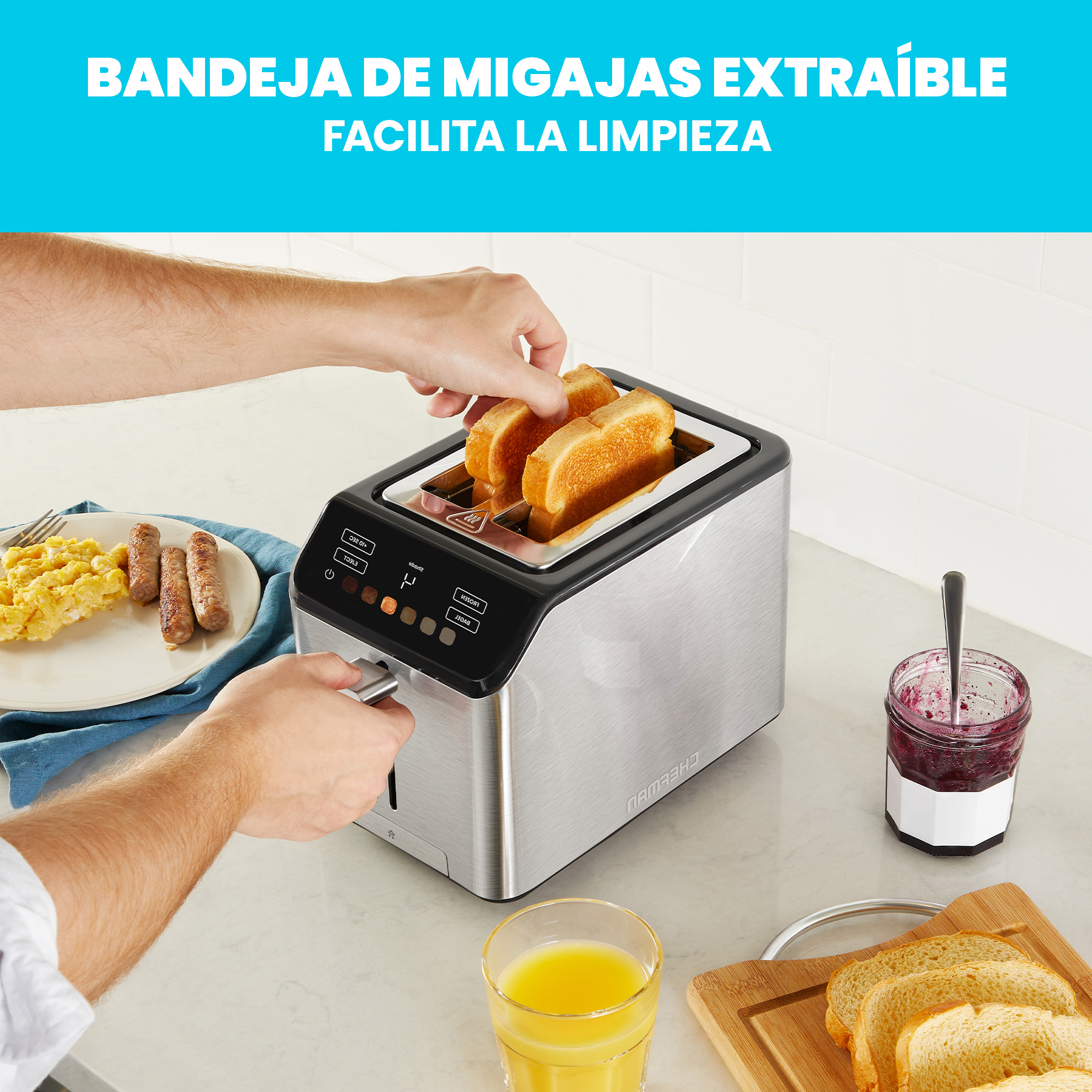 Foto 5 pulgar | Chefman - Smart Touch Tostador 2 Rebanadas Digital, 6 Definiciones De Tonalidad.