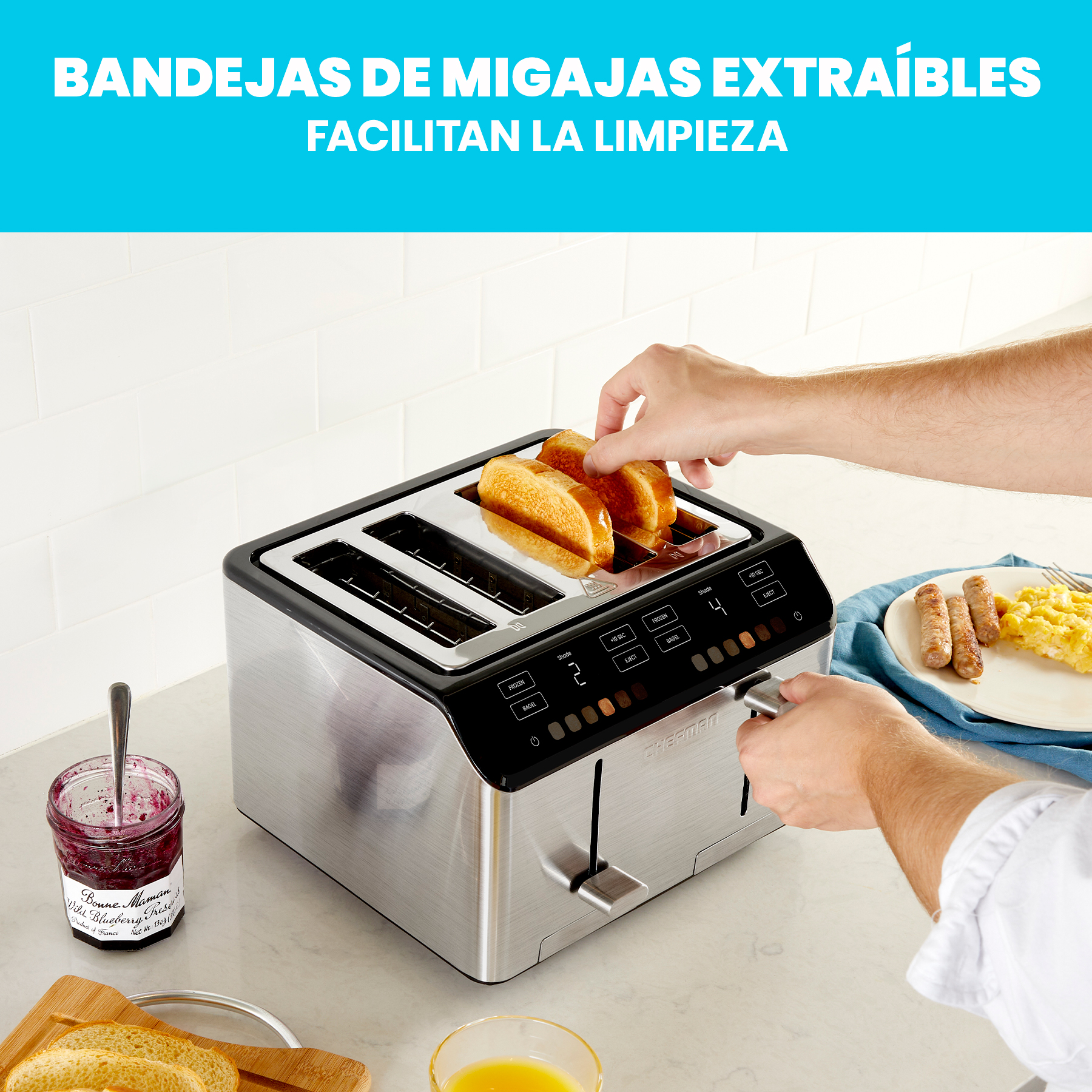 Foto 4 | Chefman - Smart Touch Tostador 4 Rebanadas Digital, 6 Definiciones De Tonalidad.