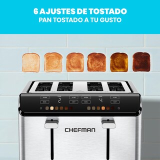Foto 5 | Chefman - Smart Touch Tostador 4 Rebanadas Digital, 6 Definiciones De Tonalidad.