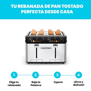 Foto 7 | Chefman - Smart Touch Tostador 4 Rebanadas Digital, 6 Definiciones De Tonalidad.