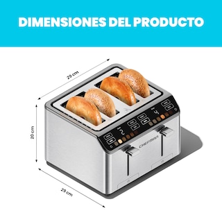 Foto 8 | Chefman - Smart Touch Tostador 4 Rebanadas Digital, 6 Definiciones De Tonalidad.