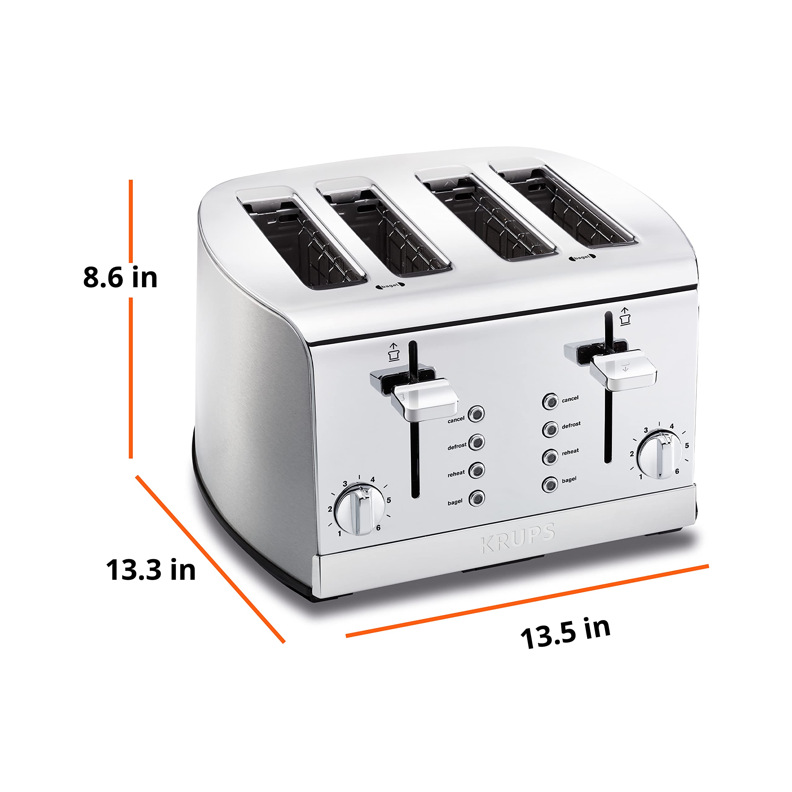Foto 4 pulgar | Set De Desayuno Toaster Krups De Acero Inoxidable, 4 Rebanadas, 1500 W - Venta Internacional.