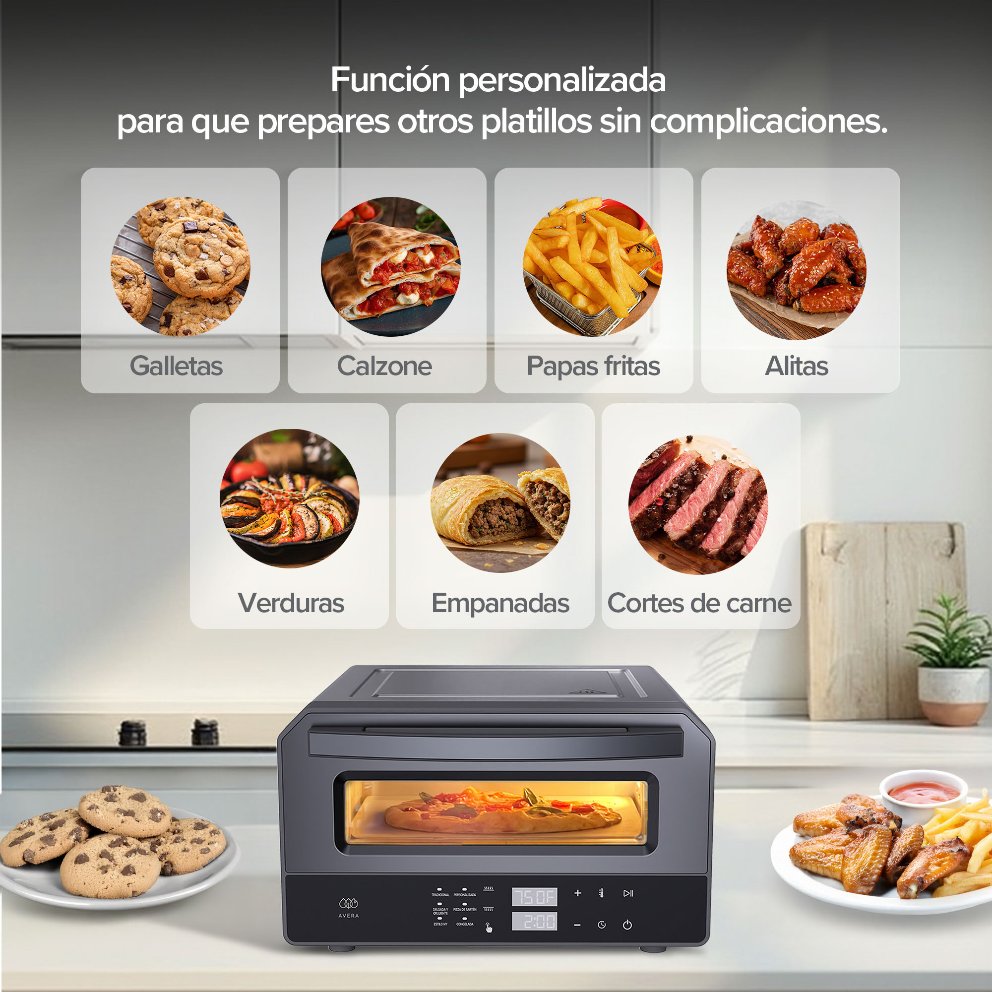 Foto 6 pulgar | Horno Eléctrico Para Pizza de 12 pulgadas hasta 400°C con 6 funciones