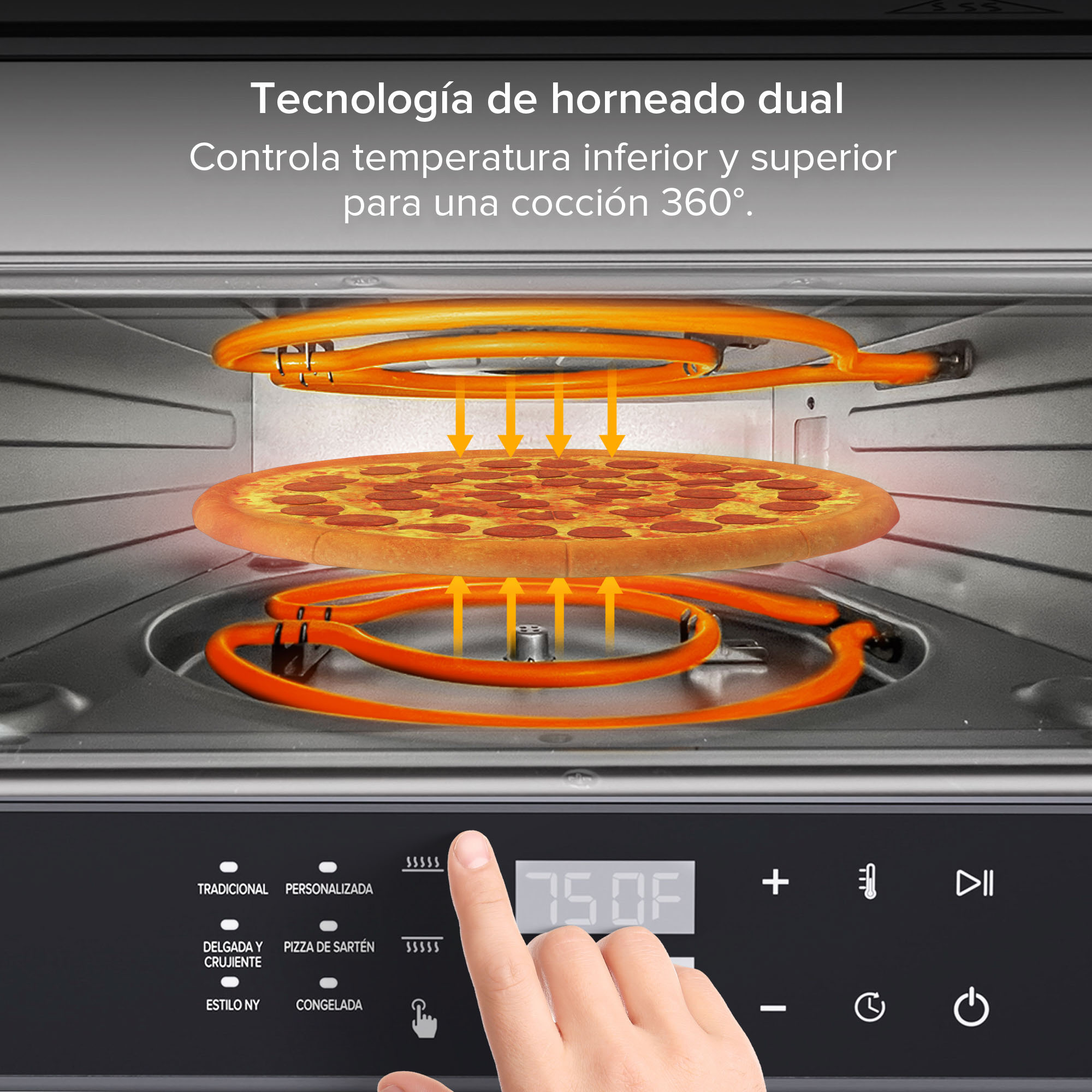 Foto 7 pulgar | Horno Eléctrico Para Pizza de 12 pulgadas hasta 400°C con 6 funciones