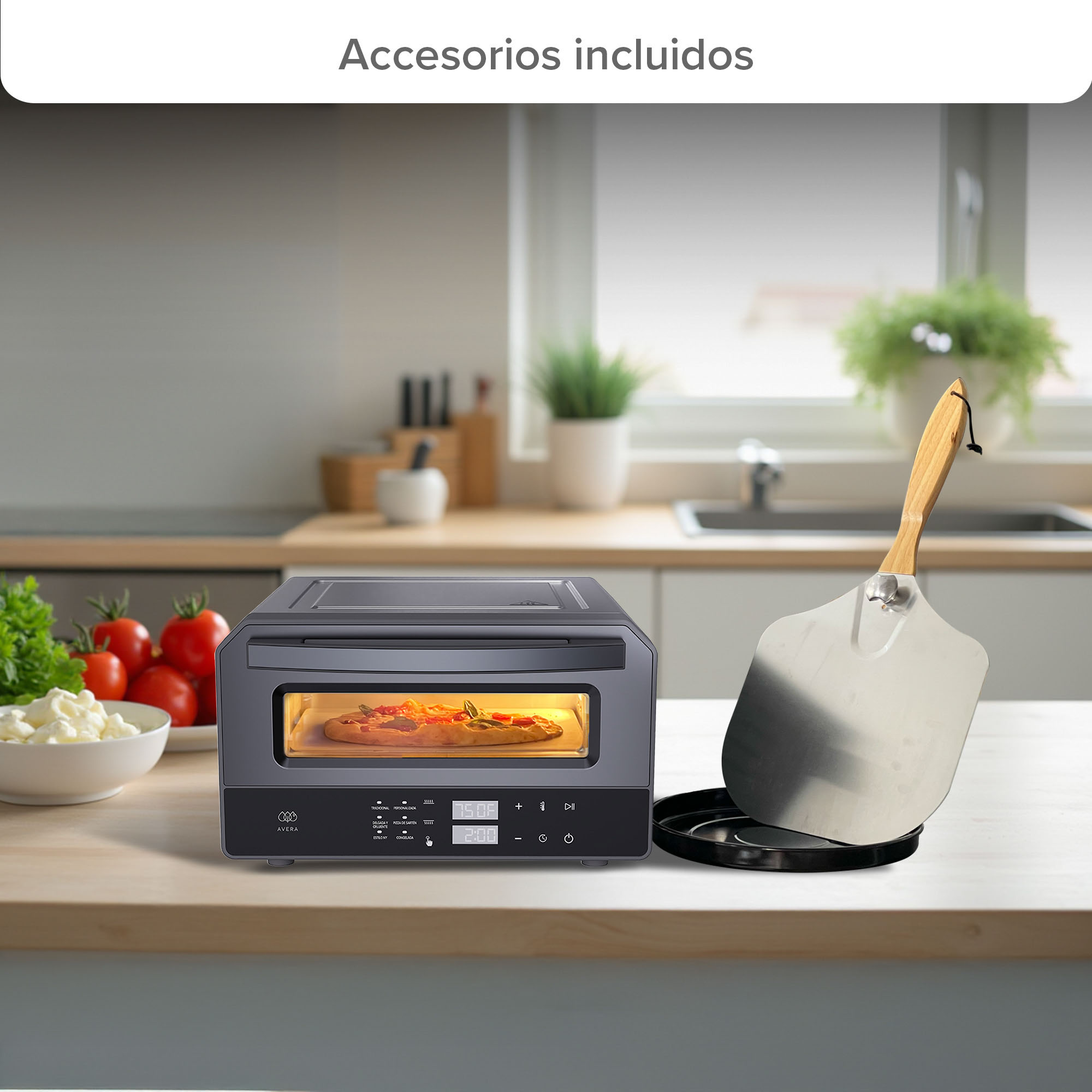 Foto 8 pulgar | Horno Eléctrico Para Pizza de 12 pulgadas hasta 400°C con 6 funciones